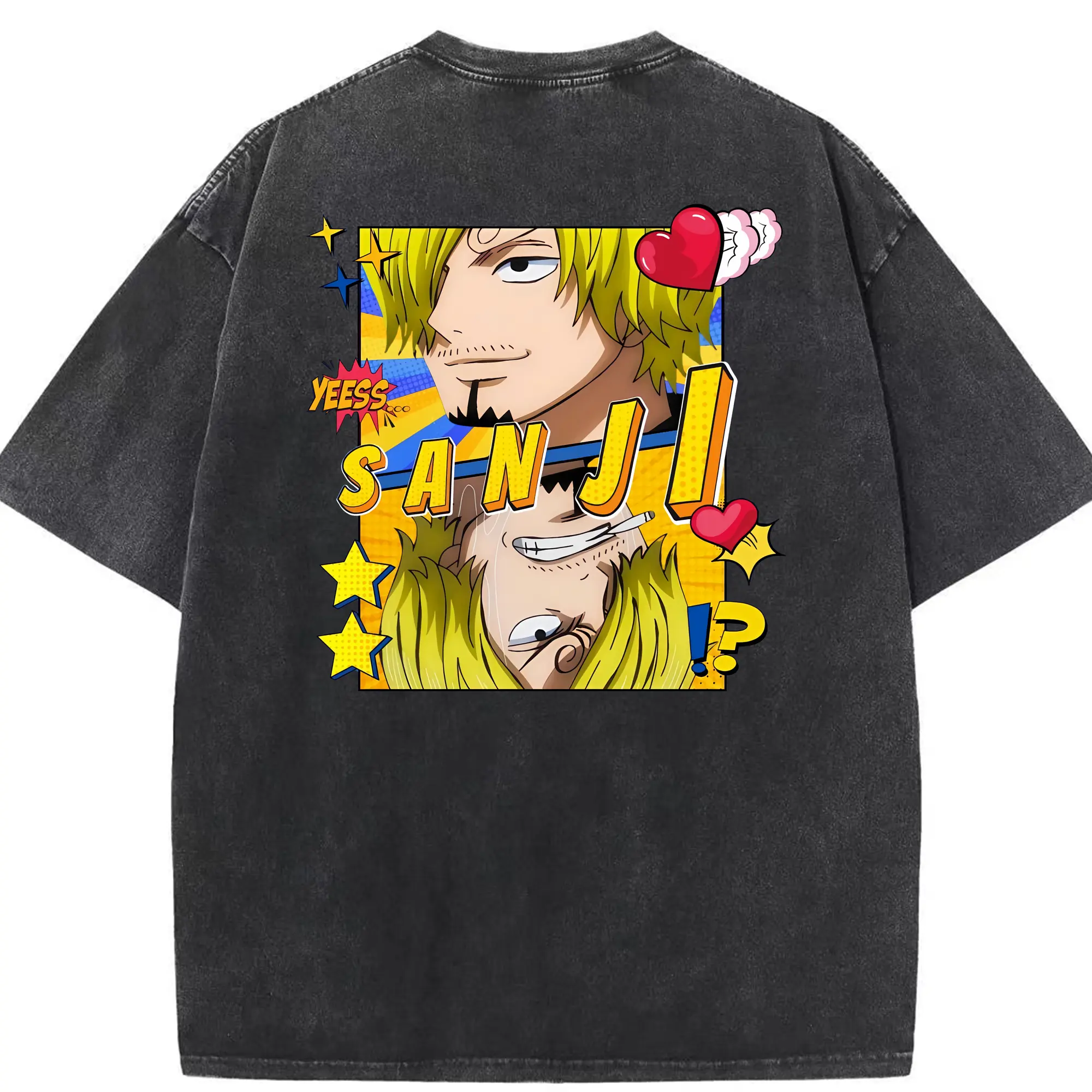 ワンピース グッズ ヴィンスモーク・サンジ - 綿100％ ヴィンテージ風 半袖Tシャツ ・ 背面プリント ・ 柔らか肌触り ・ 通気性 快適 ・ スポーツ カジュアル 外出用