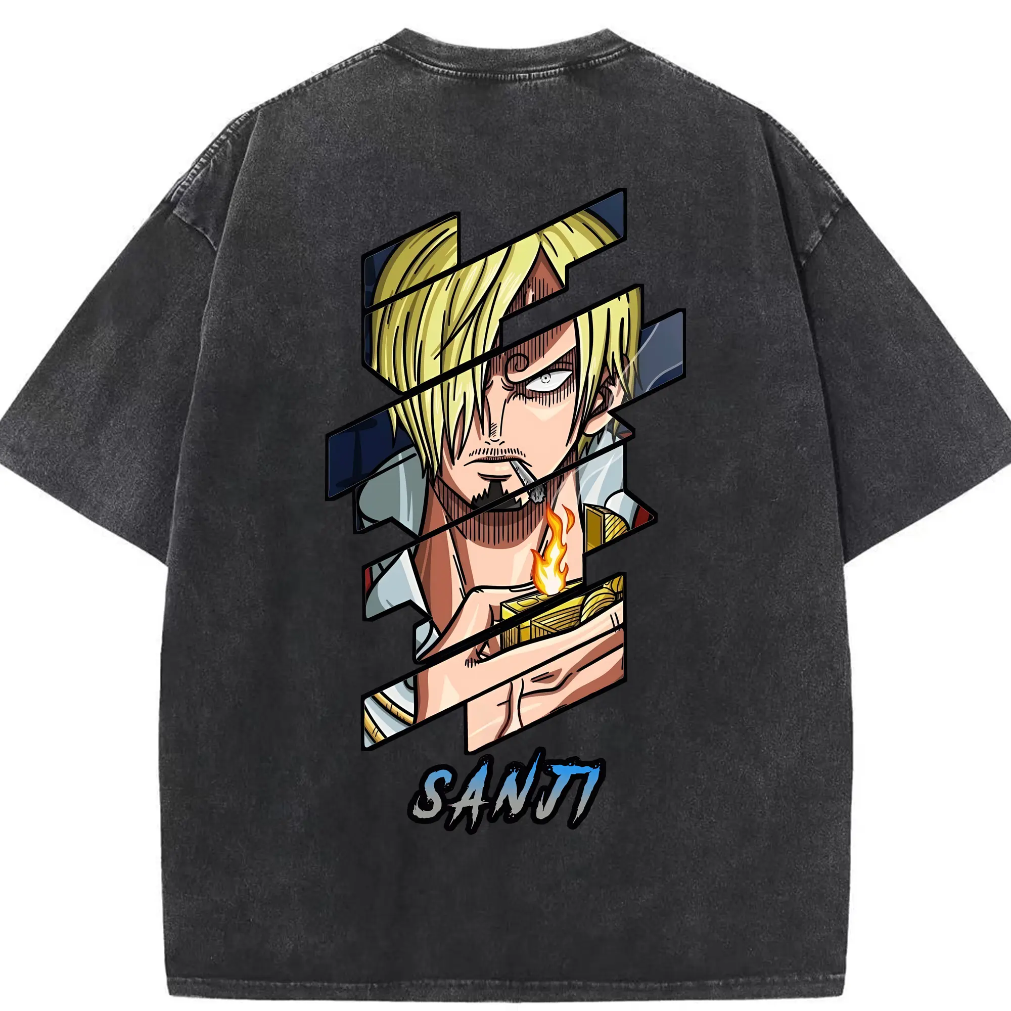 ワンピース グッズ ヴィンスモーク・サンジ - 綿100％ ヴィンテージ風 半袖Tシャツ ・ 背面プリント ・ 柔らか肌触り ・ 通気性 快適 ・ スポーツ カジュアル 外出用