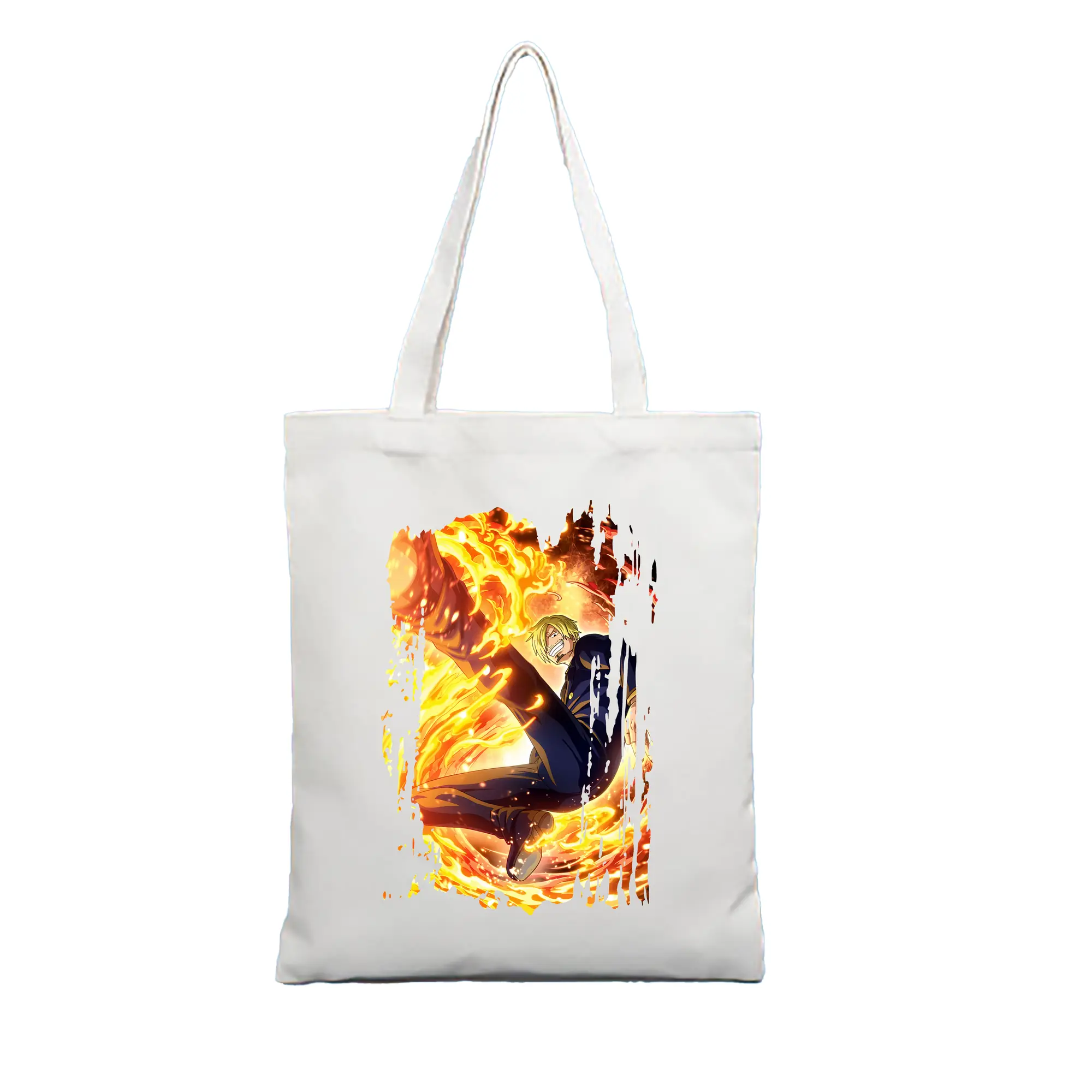 ワンピース グッズ ヴィンスモーク・サンジ - 縦型キャンバス手提げバッグ（トートバッグ） ・ キャンバス素材 ・ ショッピング用 ・ 軽量 丈夫 お手入れ簡単