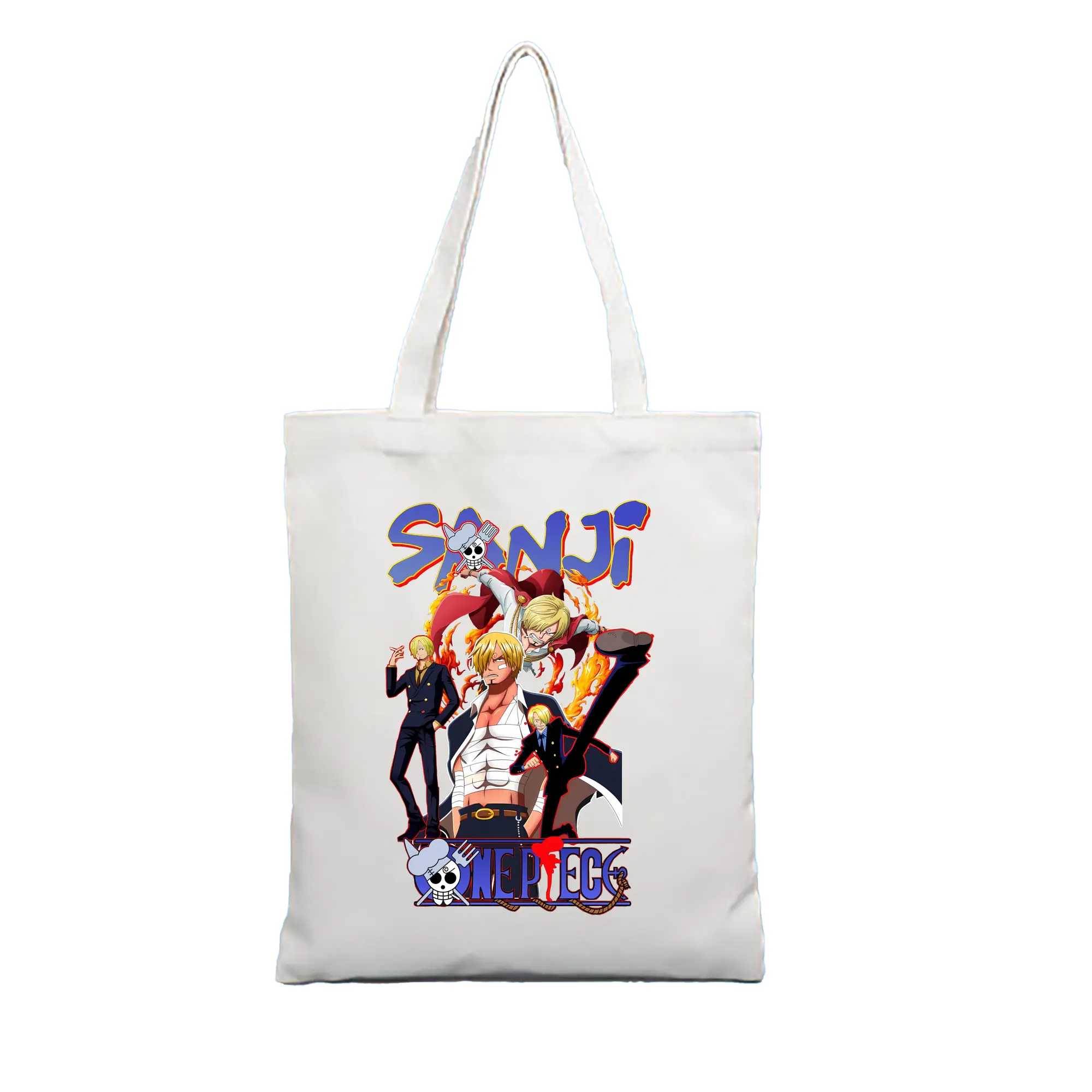 ワンピース グッズ ヴィンスモーク・サンジ - 縦型キャンバス手提げバッグ（トートバッグ） ・ キャンバス素材 ・ ショッピング用 ・ 軽量 丈夫 お手入れ簡単