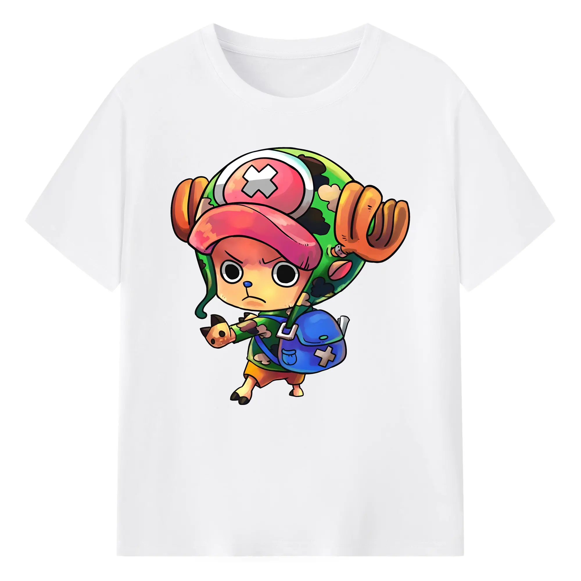 ワンピース グッズ トニートニー・チョッパー - 綿100％ 半袖Tシャツ ・ フロントプリント ・ 快適 通気性 ・ 日常使い 散歩 スポーツ用