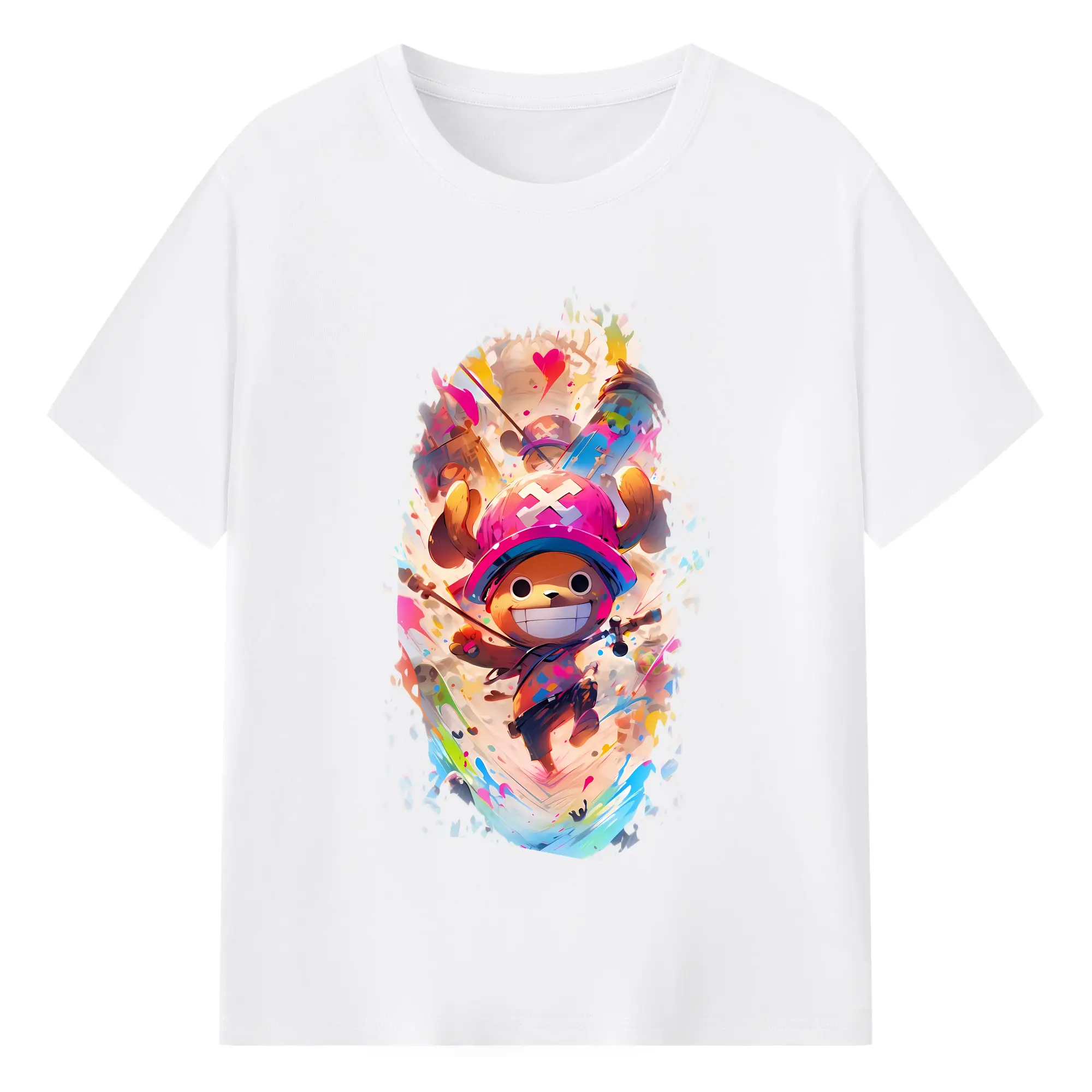 ワンピース グッズ トニートニー・チョッパー - 綿100％ 半袖Tシャツ ・ フロントプリント ・ 快適 通気性 ・ 日常使い 散歩 スポーツ用