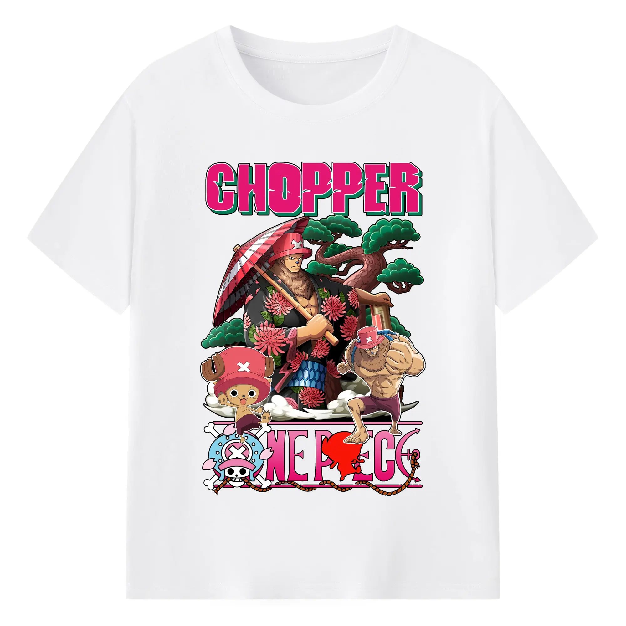 ワンピース グッズ トニートニー・チョッパー - 綿100％ 半袖Tシャツ ・ フロントプリント ・ 快適 通気性 ・ 日常使い 散歩 スポーツ用