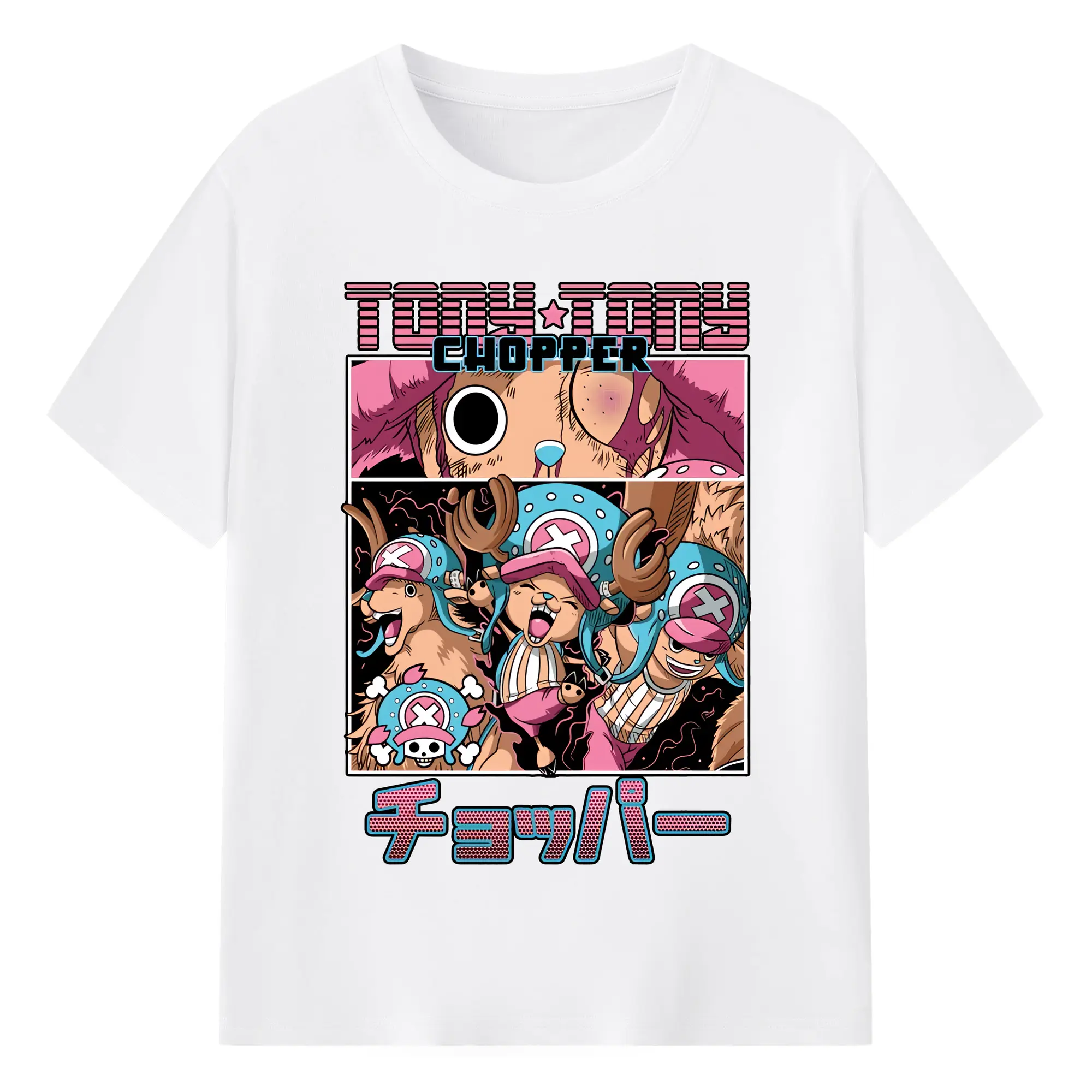 ワンピース グッズ トニートニー・チョッパー - 綿100％ 半袖Tシャツ ・ フロントプリント ・ 快適 通気性 ・ 日常使い 散歩 スポーツ用