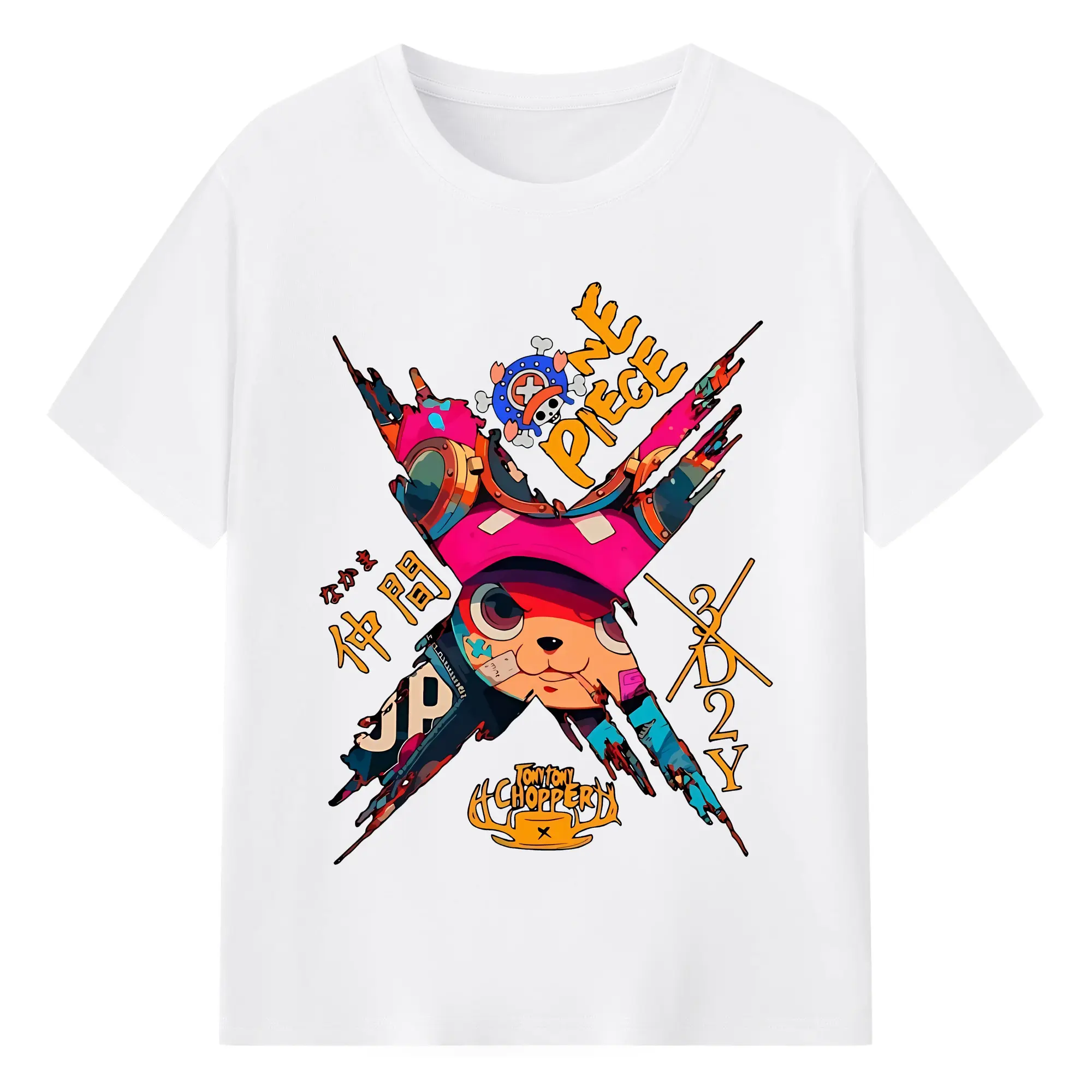 ワンピース グッズ トニートニー・チョッパー - 綿100％ 半袖Tシャツ ・ フロントプリント ・ 快適 通気性 ・ 日常使い 散歩 スポーツ用