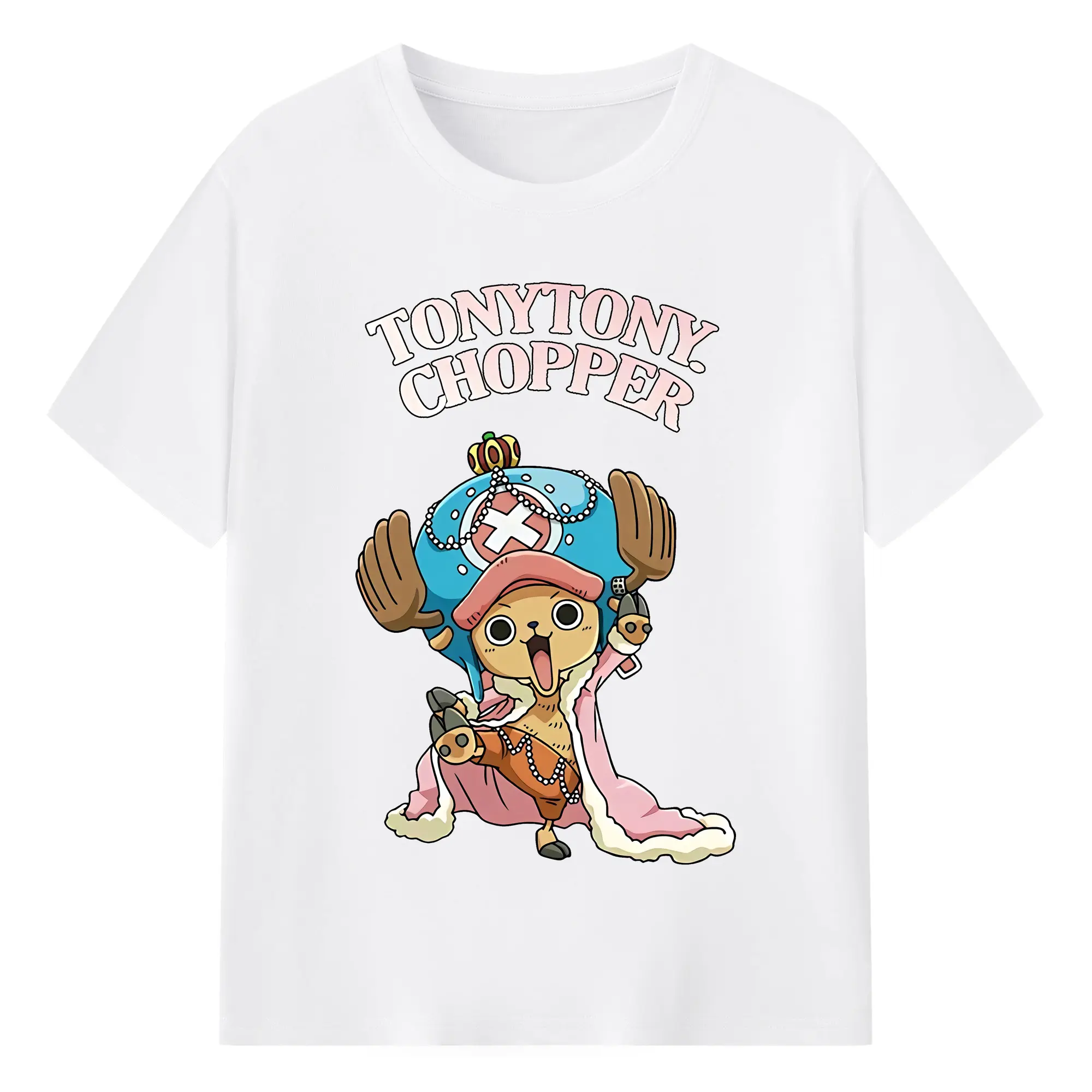ワンピース グッズ トニートニー・チョッパー - 綿100％ 半袖Tシャツ ・ フロントプリント ・ 快適 通気性 ・ 日常使い 散歩 スポーツ用