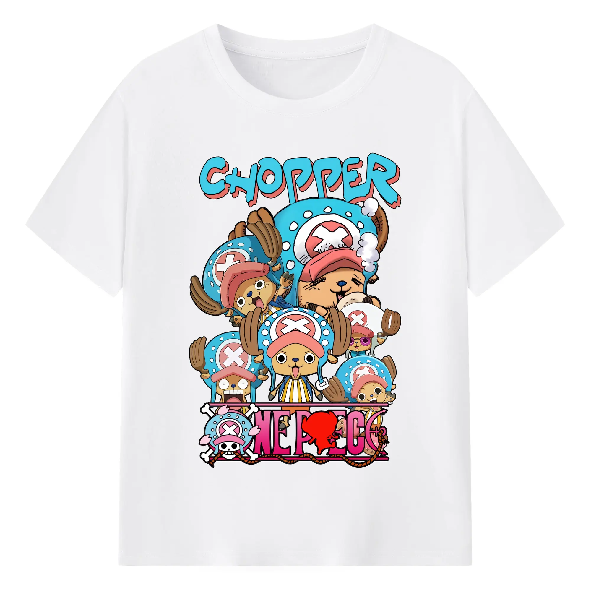 ワンピース グッズ トニートニー・チョッパー - 綿100％ 半袖Tシャツ ・ フロントプリント ・ 快適 通気性 ・ 日常使い 散歩 スポーツ用