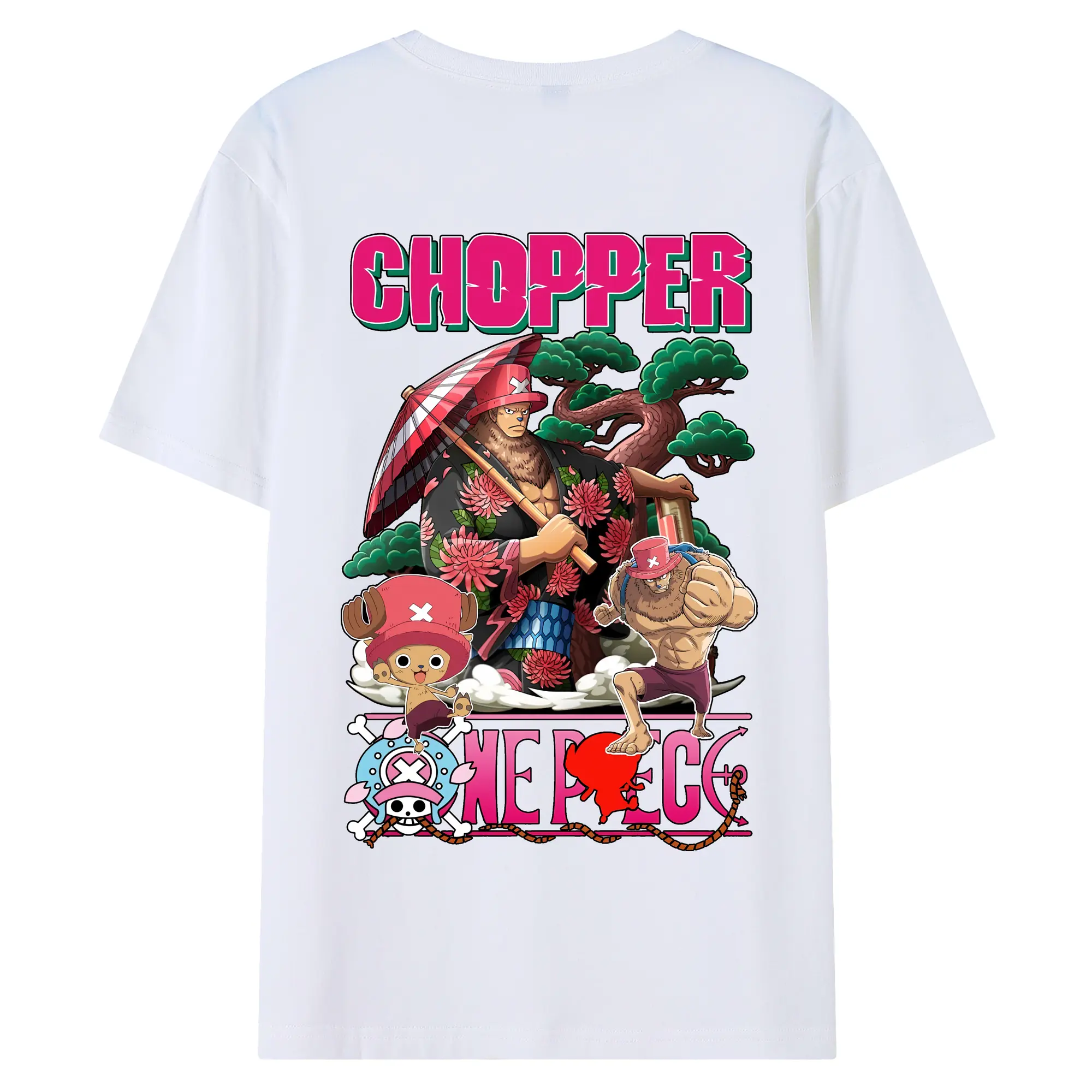 ワンピース グッズ トニートニー・チョッパー - 綿100％ 半袖Tシャツ ・ バックプリント ・ 快適 通気性 ・ 日常使い 散歩 スポーツ用