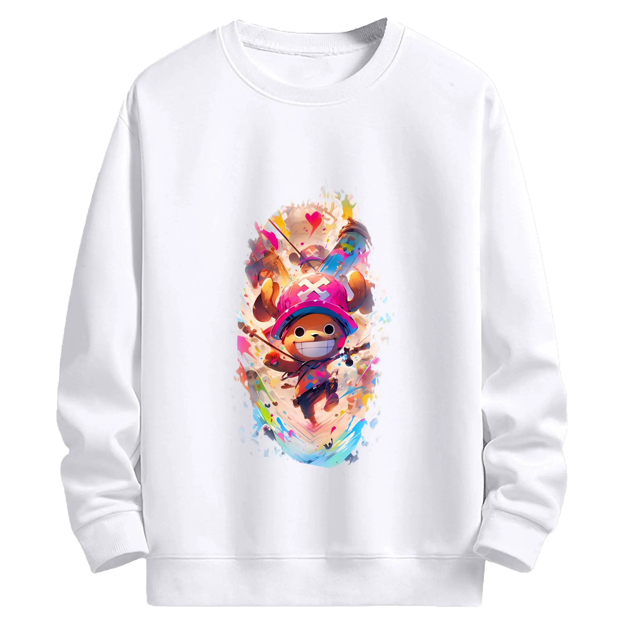 ワンピース グッズ トニートニー・チョッパー - 高品質 クルーネック スウェット ・ コットン59％ ポリエステル41％ ・ ユニセックス 長袖 トレーナー ・ カジュアル デイリー スポーツ 散歩用