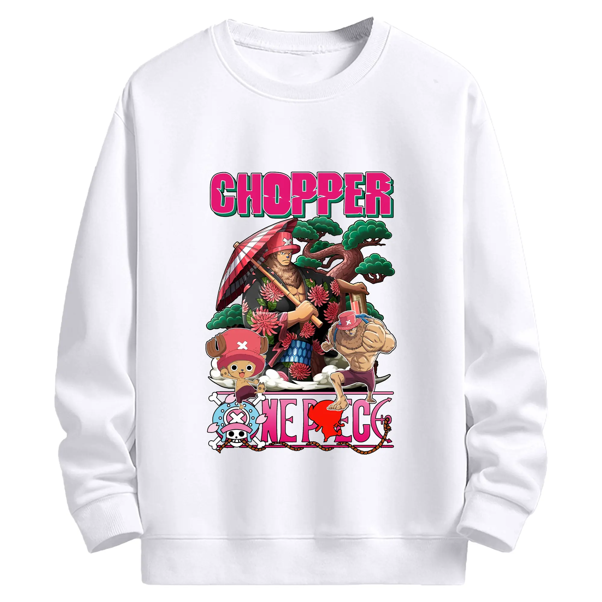 ワンピース グッズ トニートニー・チョッパー - 高品質 クルーネック スウェット ・ コットン59％ ポリエステル41％ ・ ユニセックス 長袖 トレーナー ・ カジュアル デイリー スポーツ 散歩用