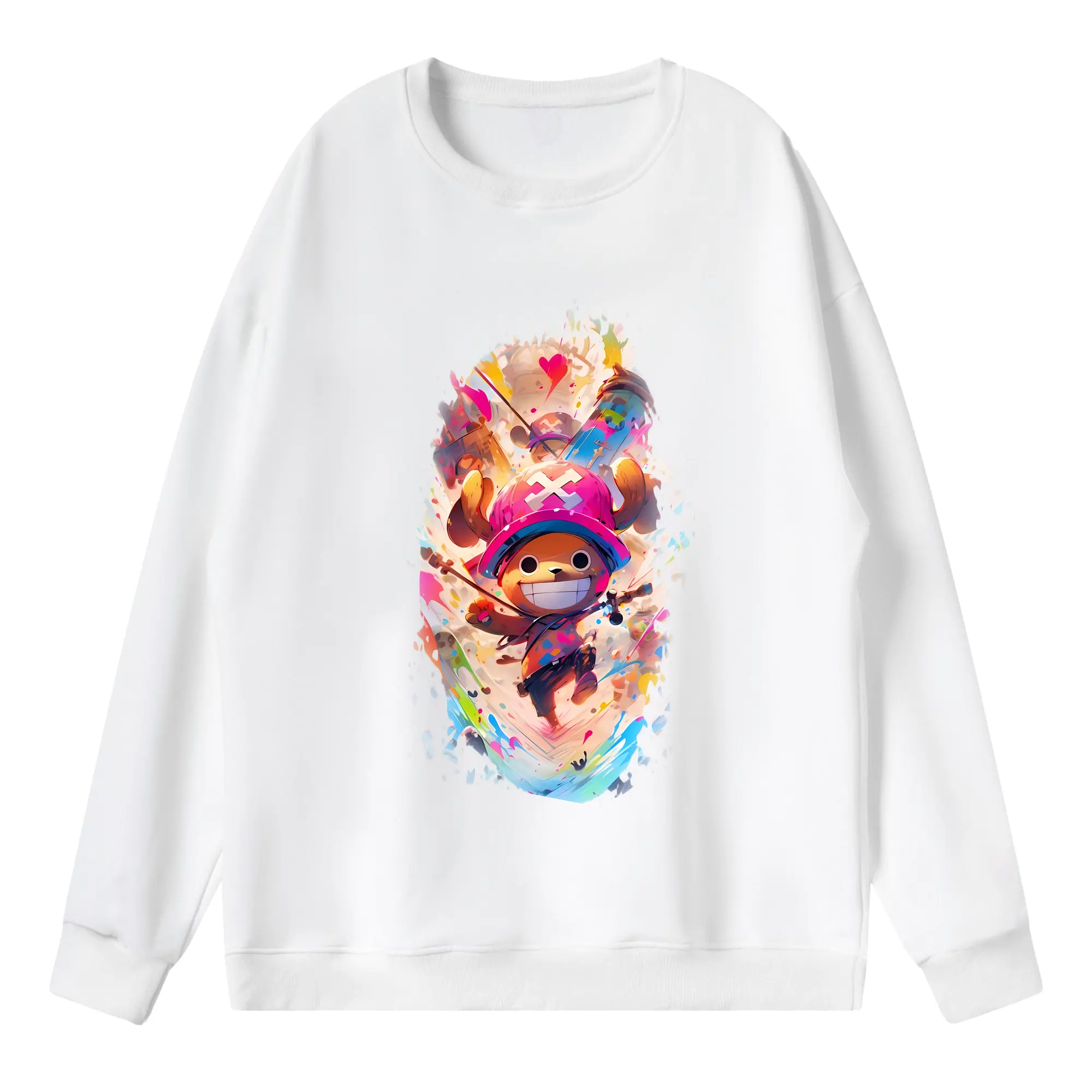 ワンピース グッズ トニートニー・チョッパー - 薄手 クルーネック スウェット 裏毛260g · ポリエステル 春秋向け カジュアル 男女兼用 · トレーナー デイリー スポーツ 散歩に最適