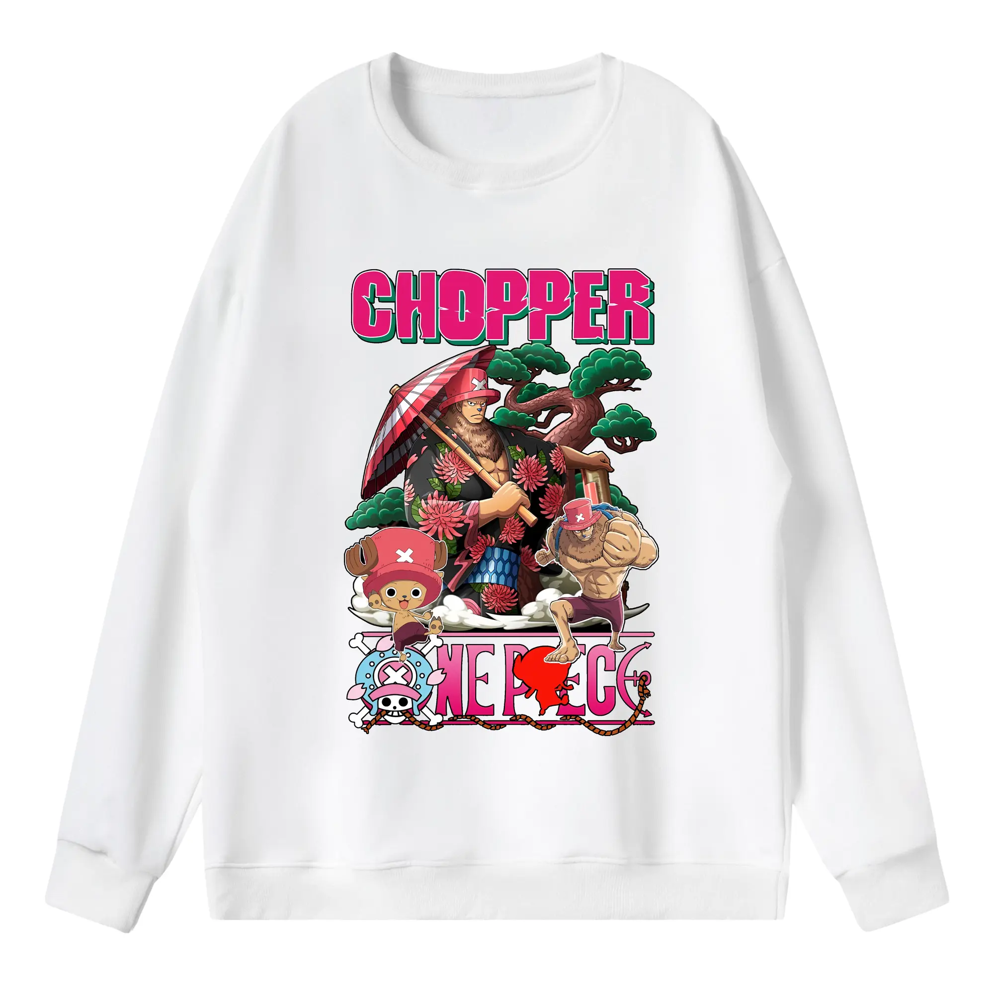 ワンピース グッズ トニートニー・チョッパー - 薄手 クルーネック スウェット 裏毛260g · ポリエステル 春秋向け カジュアル 男女兼用 · トレーナー デイリー スポーツ 散歩に最適