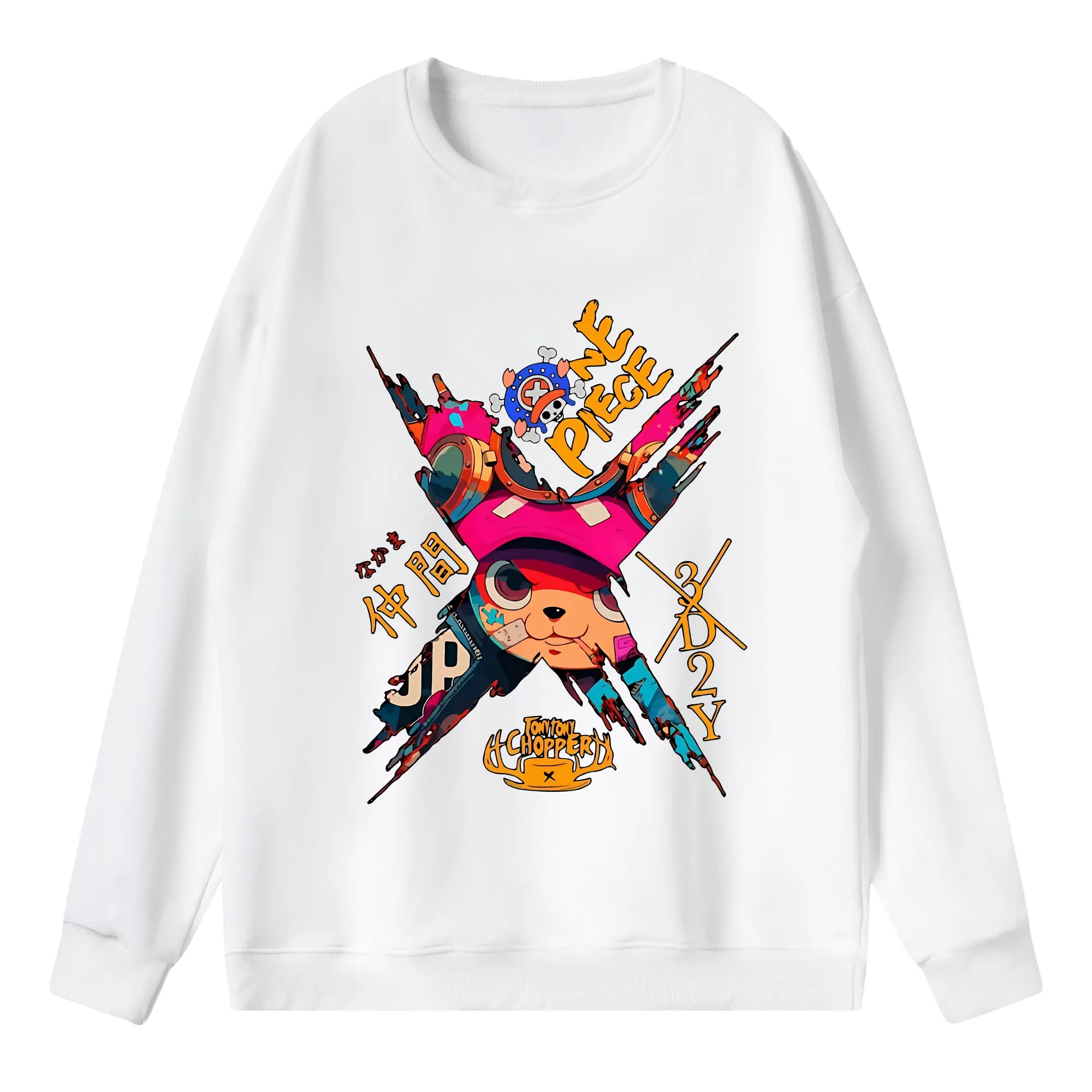 ワンピース グッズ トニートニー・チョッパー - 薄手 クルーネック スウェット 裏毛260g · ポリエステル 春秋向け カジュアル 男女兼用 · トレーナー デイリー スポーツ 散歩に最適