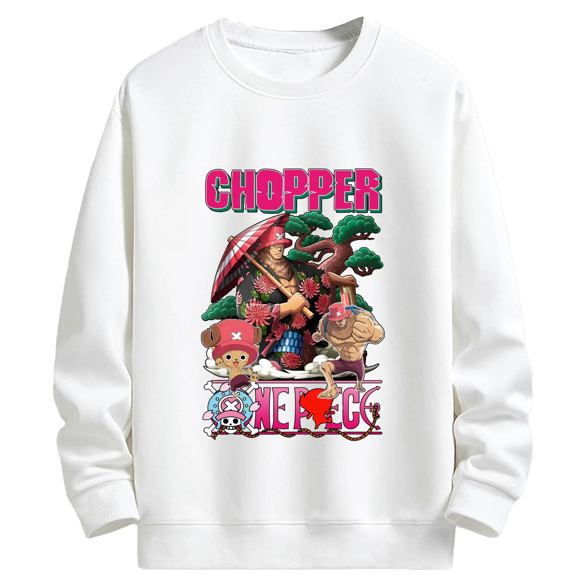 ワンピース グッズ トニートニー・チョッパー - キッズ クルーネックスウェットシャツ ・ フロントプリント ・ 綿80％ ポリエステル20％ ・ 快適 通学 スポーツ 日常使い お散歩用