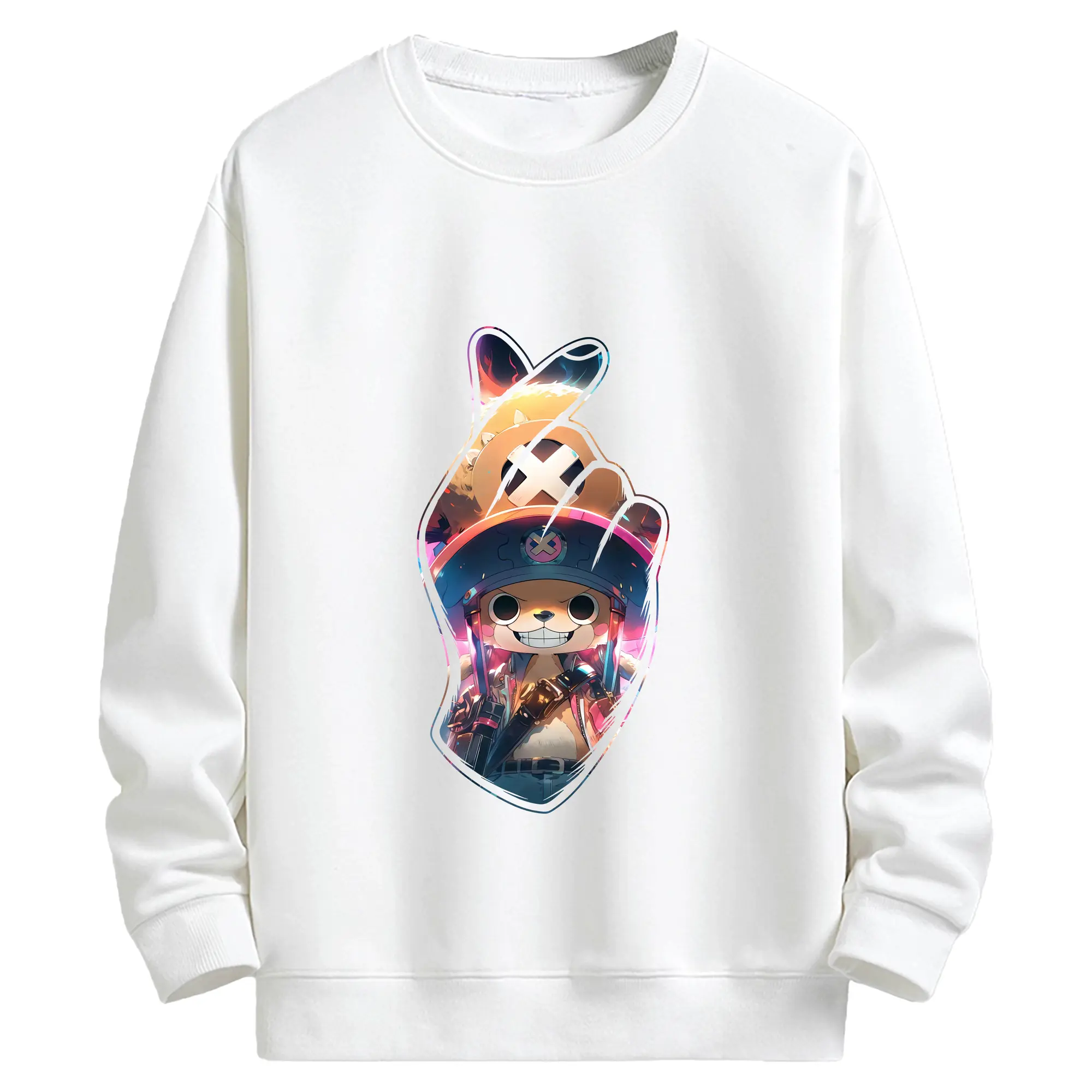 ワンピース グッズ トニートニー・チョッパー - キッズ クルーネックスウェットシャツ ・ フロントプリント ・ 綿80％ ポリエステル20％ ・ 快適 通学 スポーツ 日常使い お散歩用