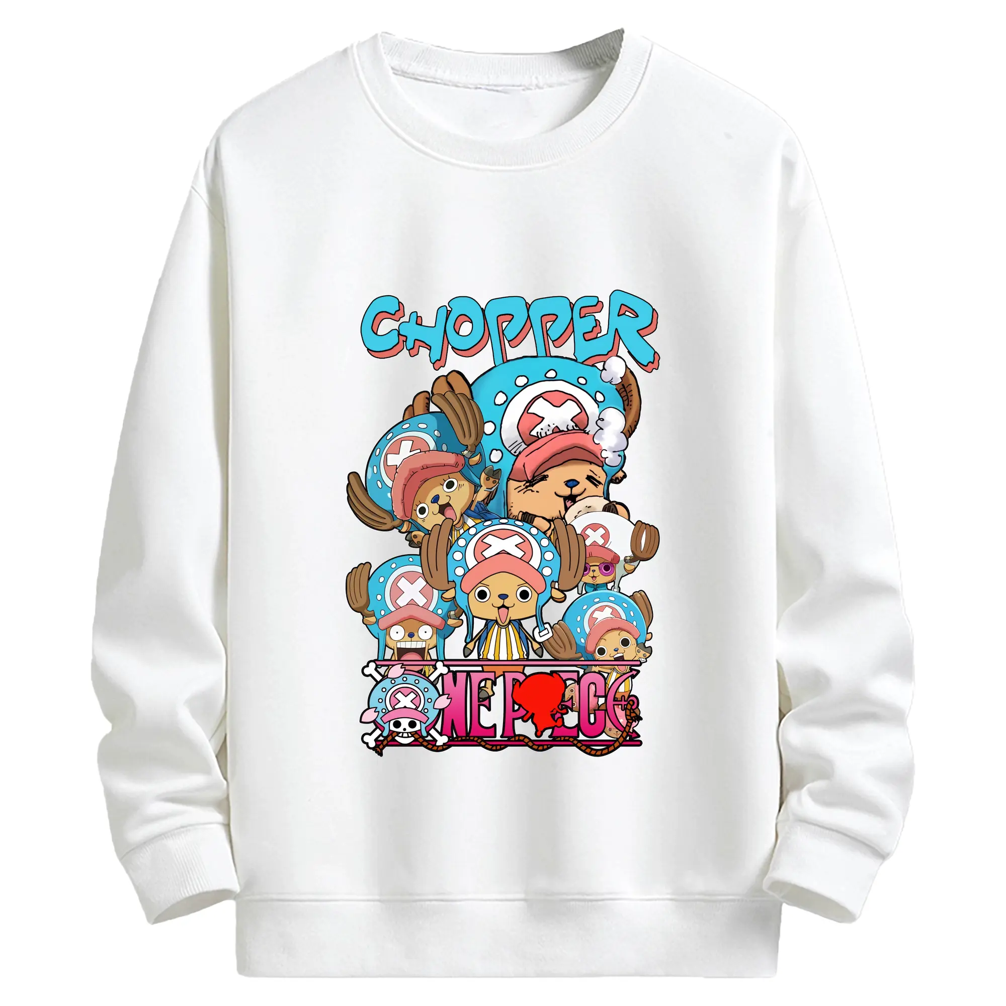 ワンピース グッズ トニートニー・チョッパー - キッズ クルーネックスウェットシャツ ・ フロントプリント ・ 綿80％ ポリエステル20％ ・ 快適 通学 スポーツ 日常使い お散歩用