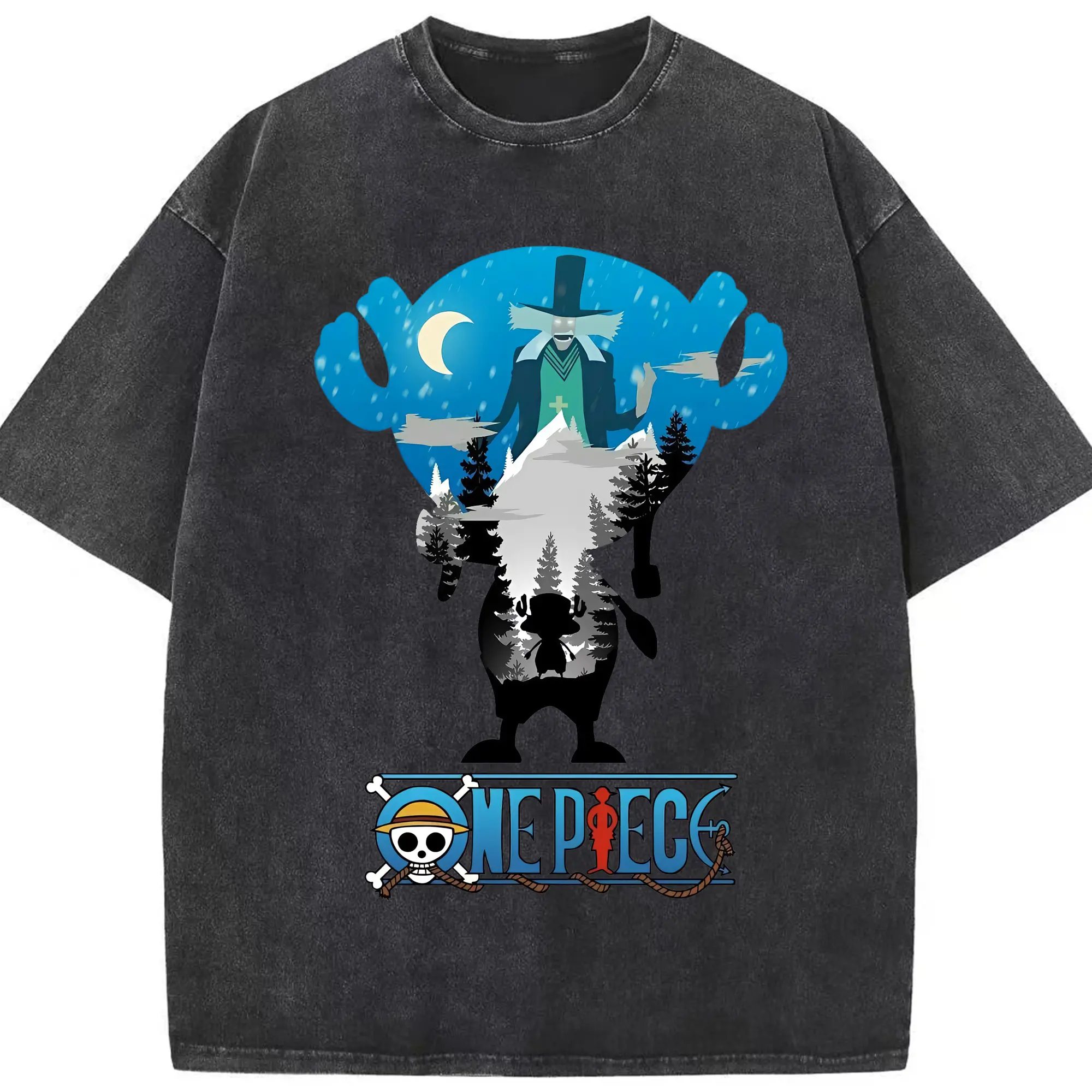 ワンピース グッズ トニートニー・チョッパー - 綿100％ ヴィンテージ風 半袖Tシャツ ・ フロントプリント ・ 柔らか肌触り ・ 通気性 快適 ・ スポーツ カジュアル 外出用