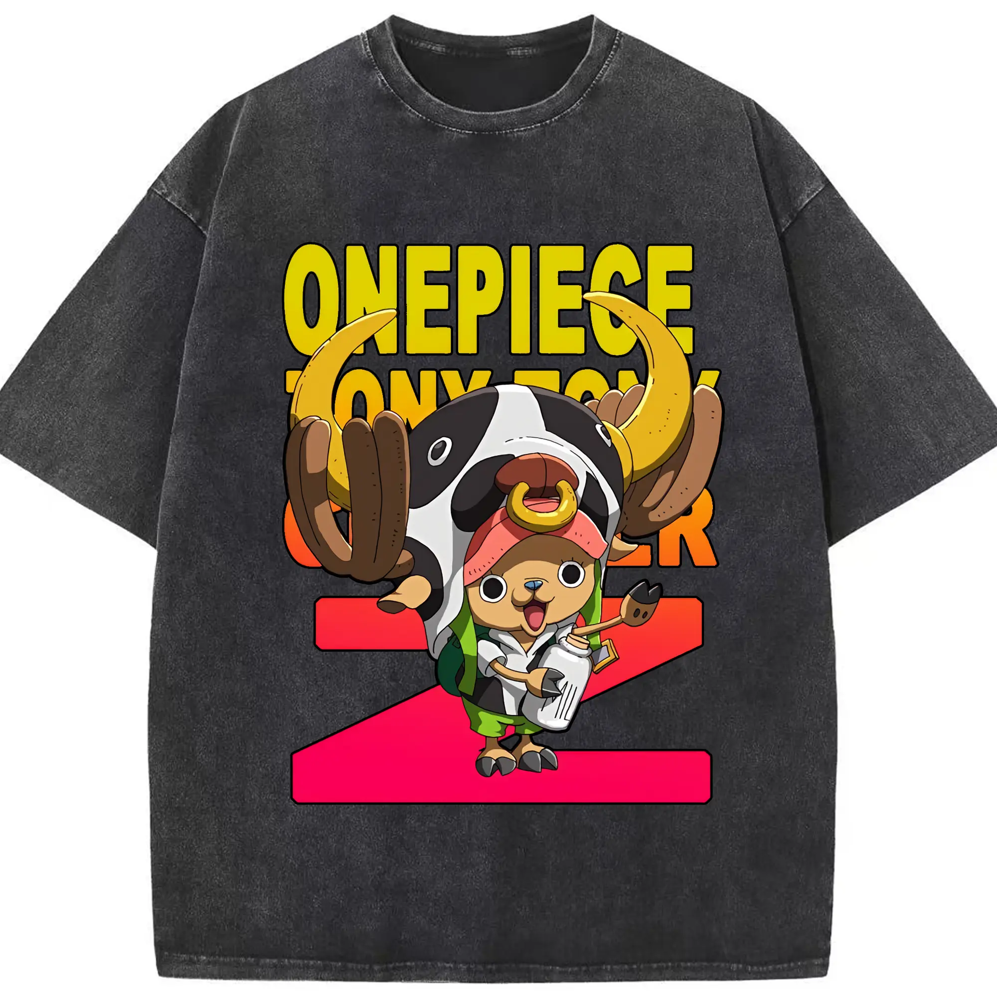 ワンピース グッズ トニートニー・チョッパー - 綿100％ ヴィンテージ風 半袖Tシャツ ・ フロントプリント ・ 柔らか肌触り ・ 通気性 快適 ・ スポーツ カジュアル 外出用