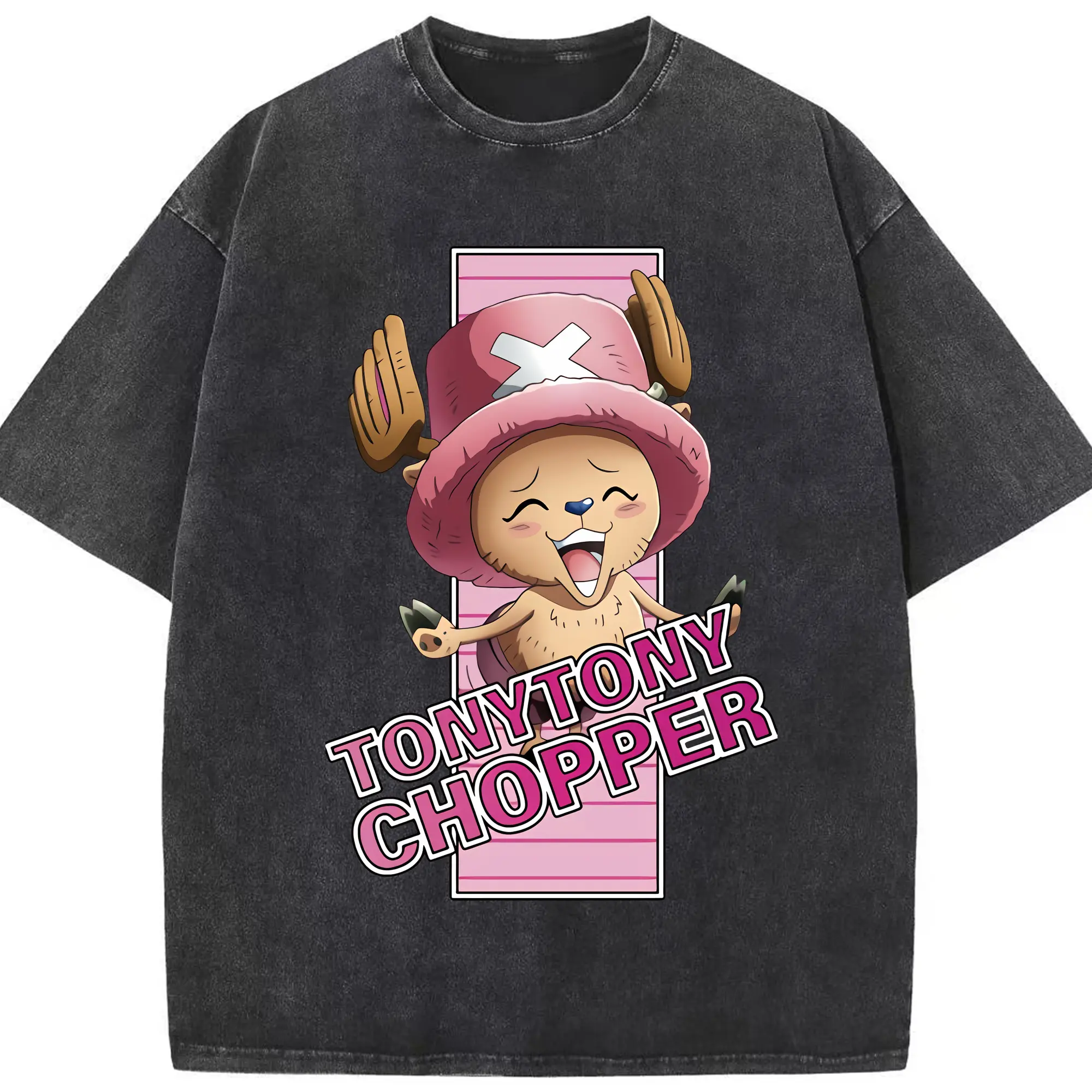 ワンピース グッズ トニートニー・チョッパー - 綿100％ ヴィンテージ風 半袖Tシャツ ・ フロントプリント ・ 柔らか肌触り ・ 通気性 快適 ・ スポーツ カジュアル 外出用