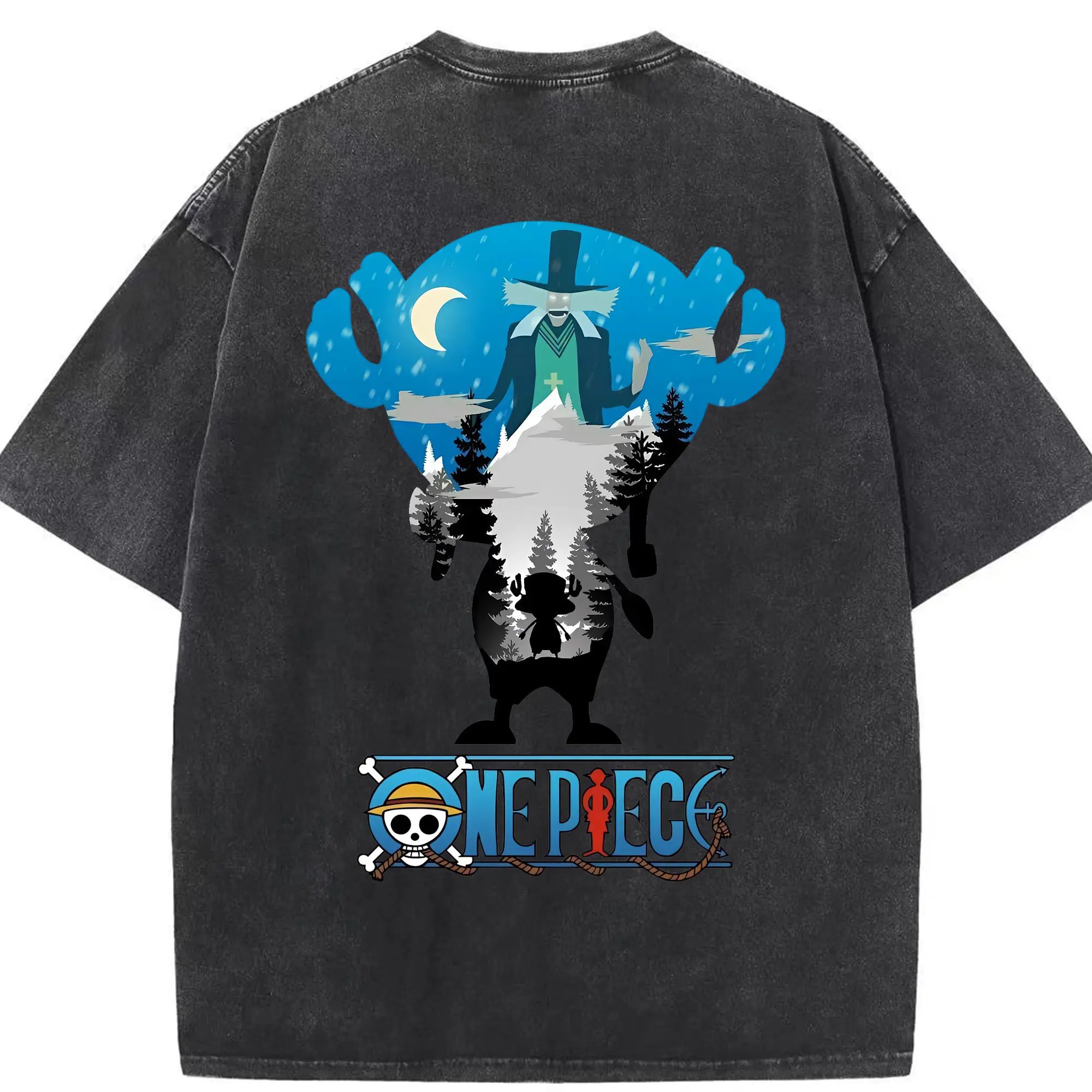 ワンピース グッズ トニートニー・チョッパー - 綿100％ ヴィンテージ風 半袖Tシャツ ・ 背面プリント ・ 柔らか肌触り ・ 通気性 快適 ・ スポーツ カジュアル 外出用