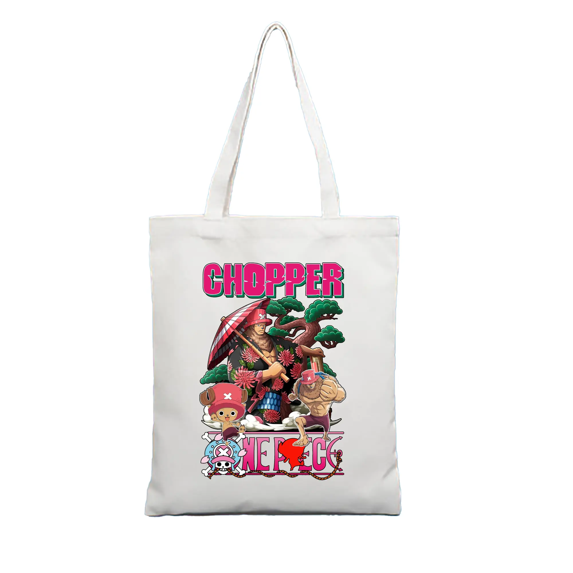 ワンピース グッズ トニートニー・チョッパー - 縦型キャンバス手提げバッグ（トートバッグ） ・ キャンバス素材 ・ ショッピング用 ・ 軽量 丈夫 お手入れ簡単