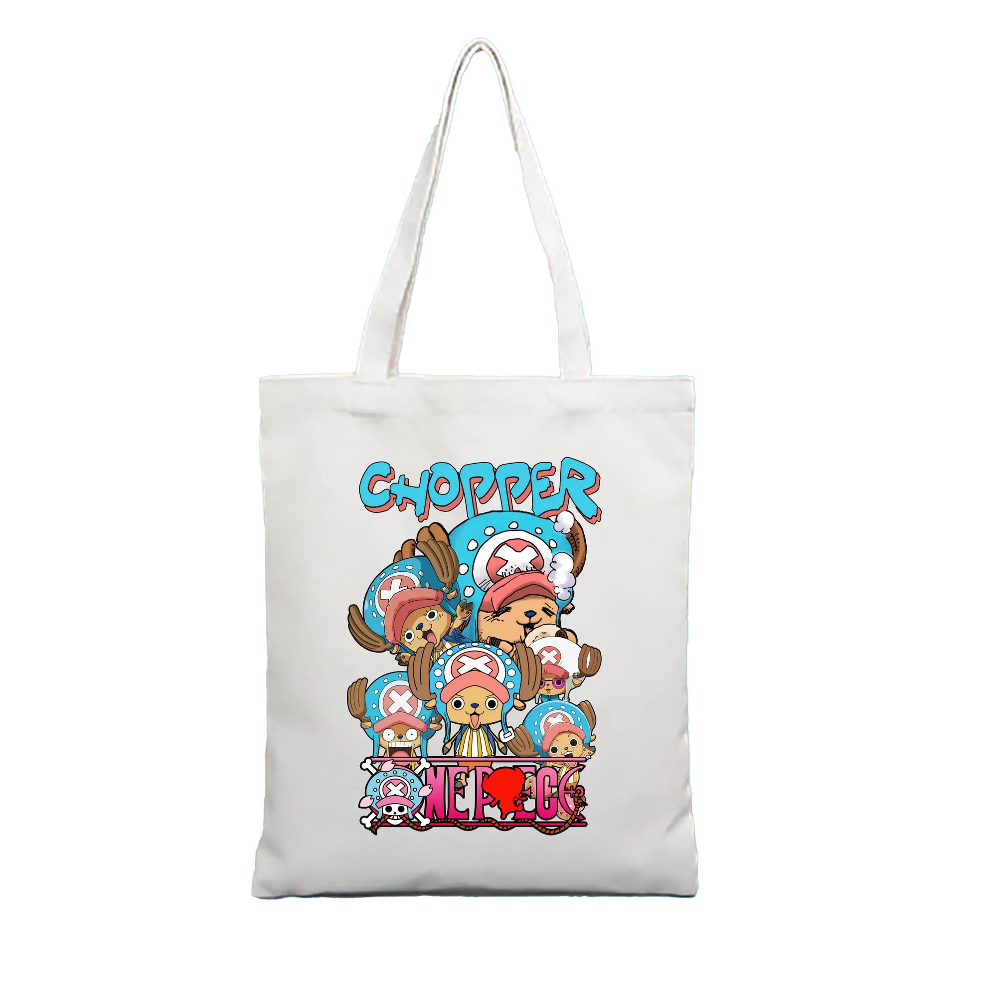 ワンピース グッズ トニートニー・チョッパー - 縦型キャンバス手提げバッグ（トートバッグ） ・ キャンバス素材 ・ ショッピング用 ・ 軽量 丈夫 お手入れ簡単