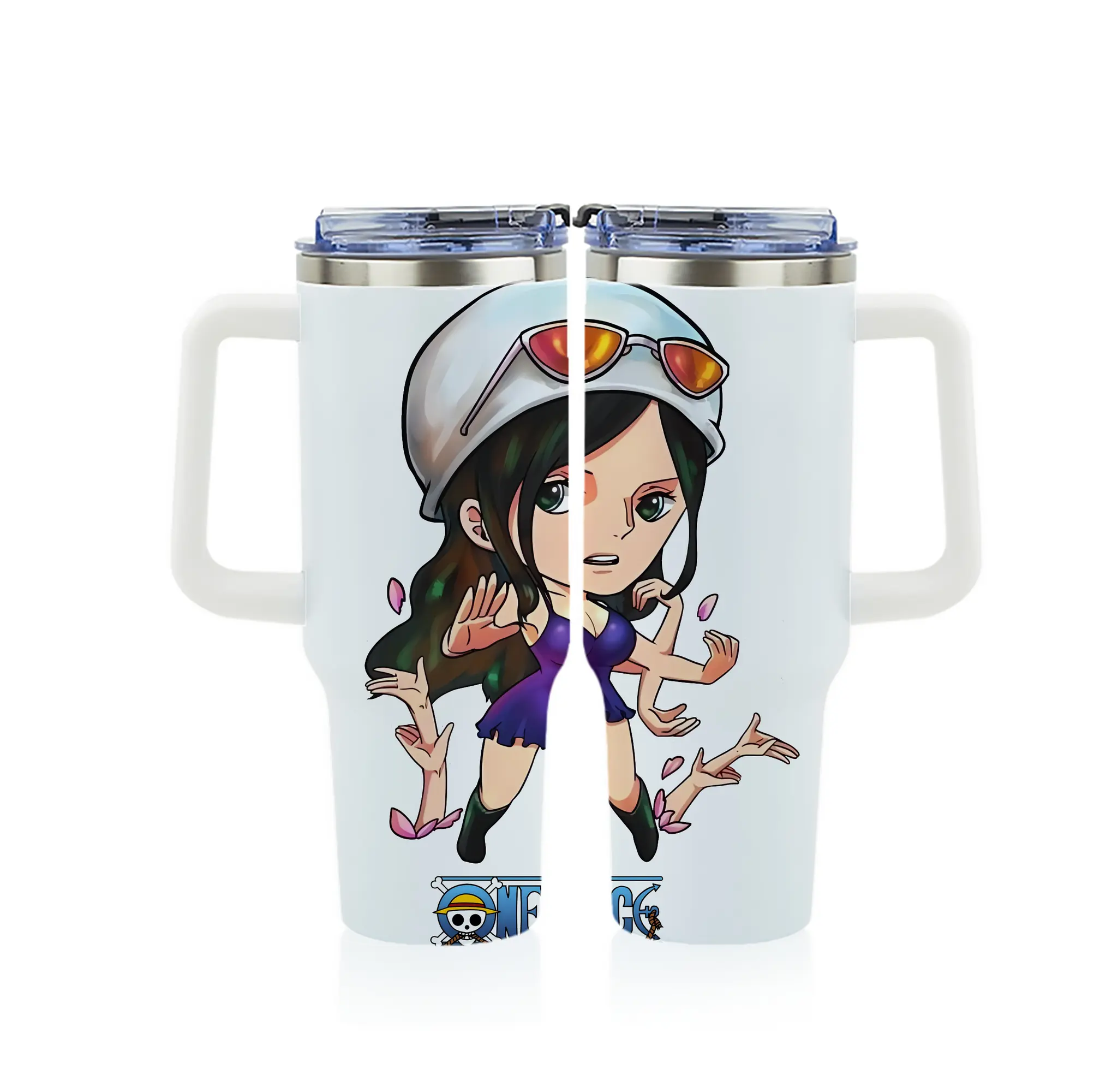 ワンピース グッズ ニコ・ロビン - 1200mL フルプリント車用タンブラー ・ 304ステンレス 内側 ・ 201ステンレス 外側 ・ 保温 保冷 ・ 通勤 ドライブ アウトドア用