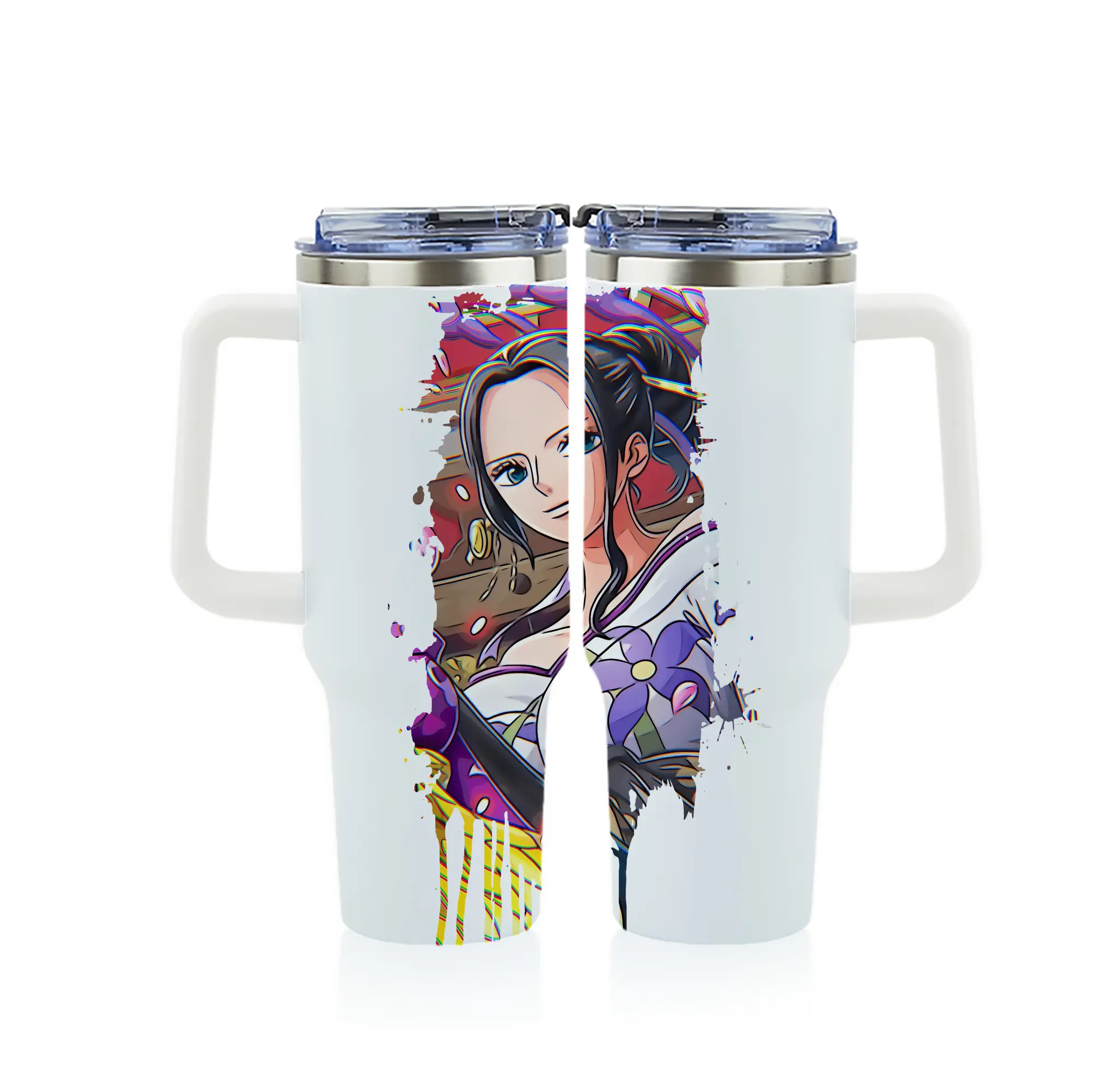 ワンピース グッズ ニコ・ロビン - 1200mL フルプリント車用タンブラー ・ 304ステンレス 内側 ・ 201ステンレス 外側 ・ 保温 保冷 ・ 通勤 ドライブ アウトドア用