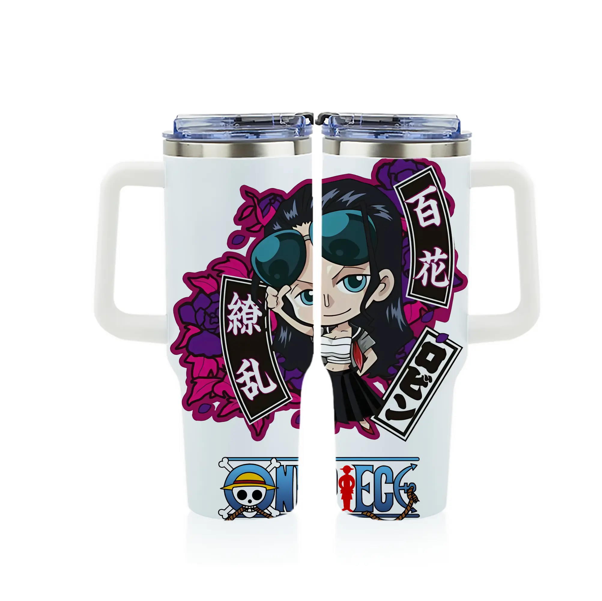 ワンピース グッズ ニコ・ロビン - 1200mL フルプリント車用タンブラー ・ 304ステンレス 内側 ・ 201ステンレス 外側 ・ 保温 保冷 ・ 通勤 ドライブ アウトドア用