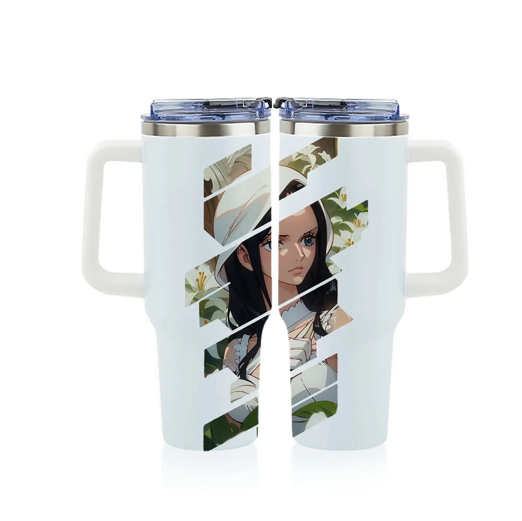 ワンピース グッズ ニコ・ロビン - 1200mL フルプリント車用タンブラー ・ 304ステンレス 内側 ・ 201ステンレス 外側 ・ 保温 保冷 ・ 通勤 ドライブ アウトドア用