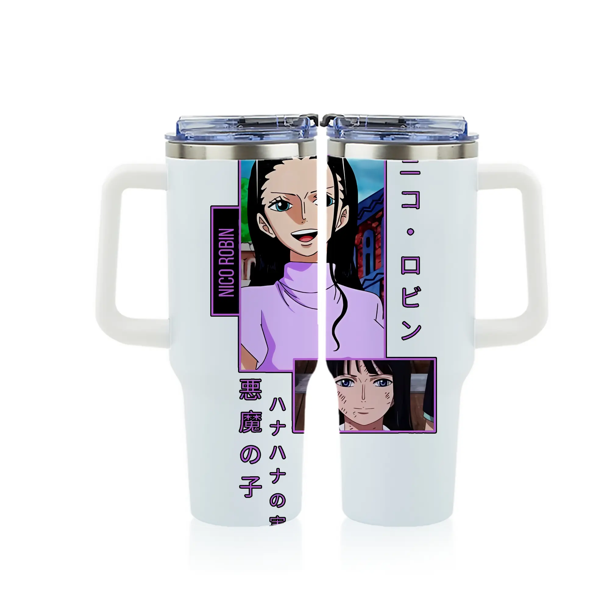 ワンピース グッズ ニコ・ロビン - 1200mL フルプリント車用タンブラー ・ 304ステンレス 内側 ・ 201ステンレス 外側 ・ 保温 保冷 ・ 通勤 ドライブ アウトドア用