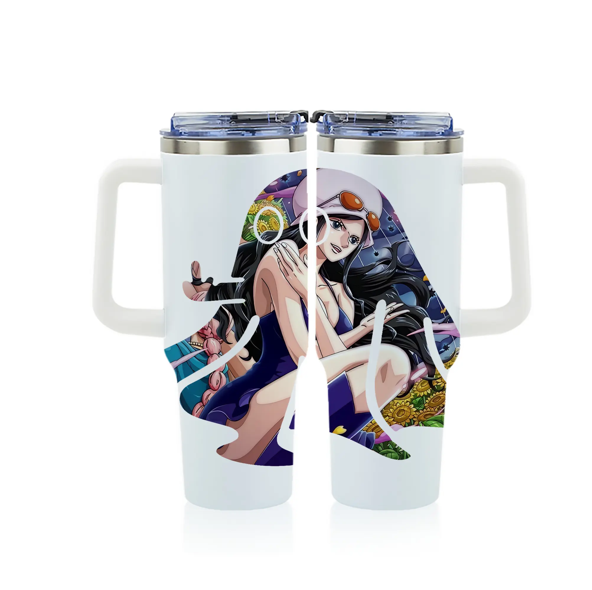 ワンピース グッズ ニコ・ロビン - 1200mL フルプリント車用タンブラー ・ 304ステンレス 内側 ・ 201ステンレス 外側 ・ 保温 保冷 ・ 通勤 ドライブ アウトドア用