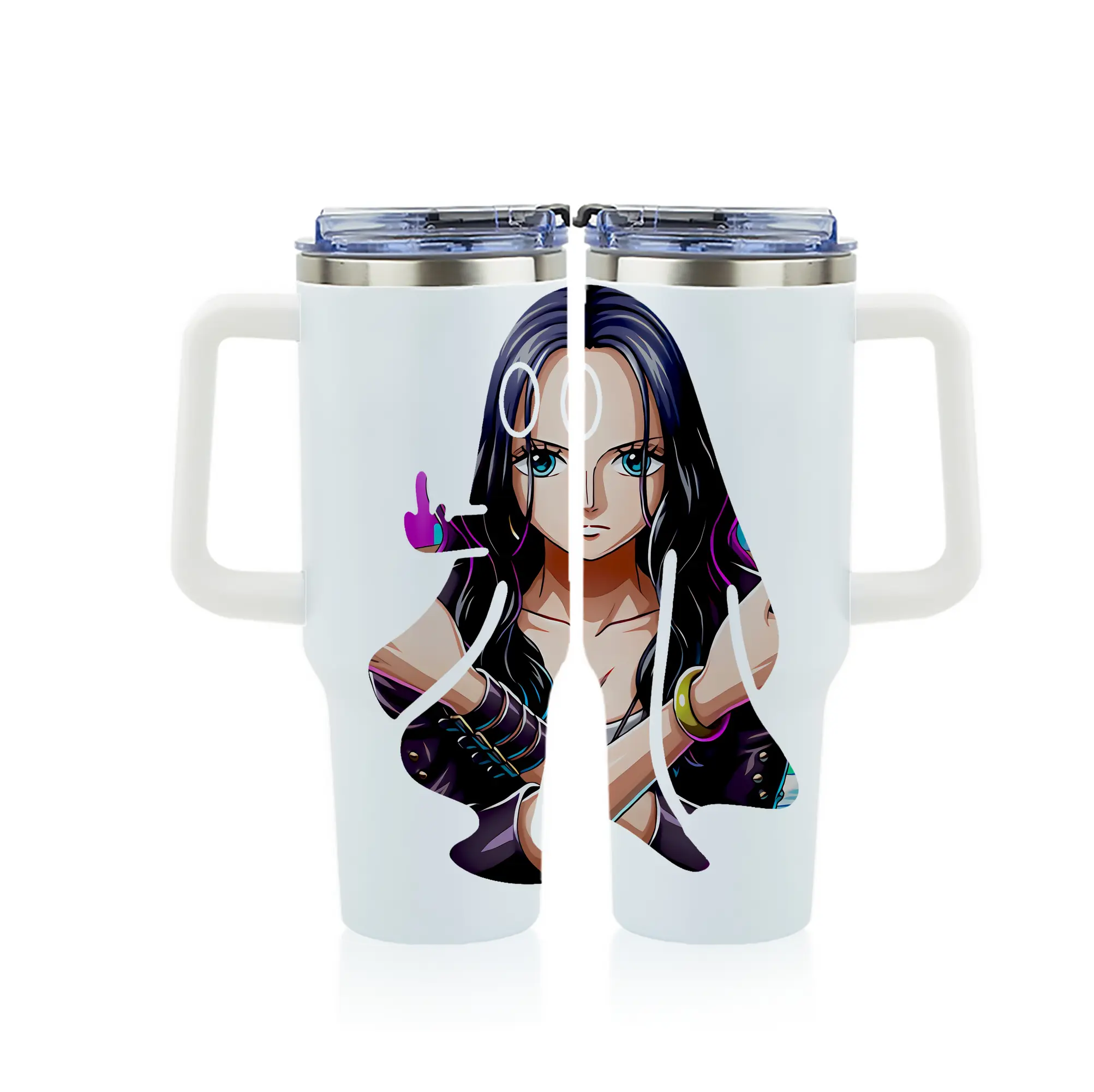 ワンピース グッズ ニコ・ロビン - 1200mL フルプリント車用タンブラー ・ 304ステンレス 内側 ・ 201ステンレス 外側 ・ 保温 保冷 ・ 通勤 ドライブ アウトドア用