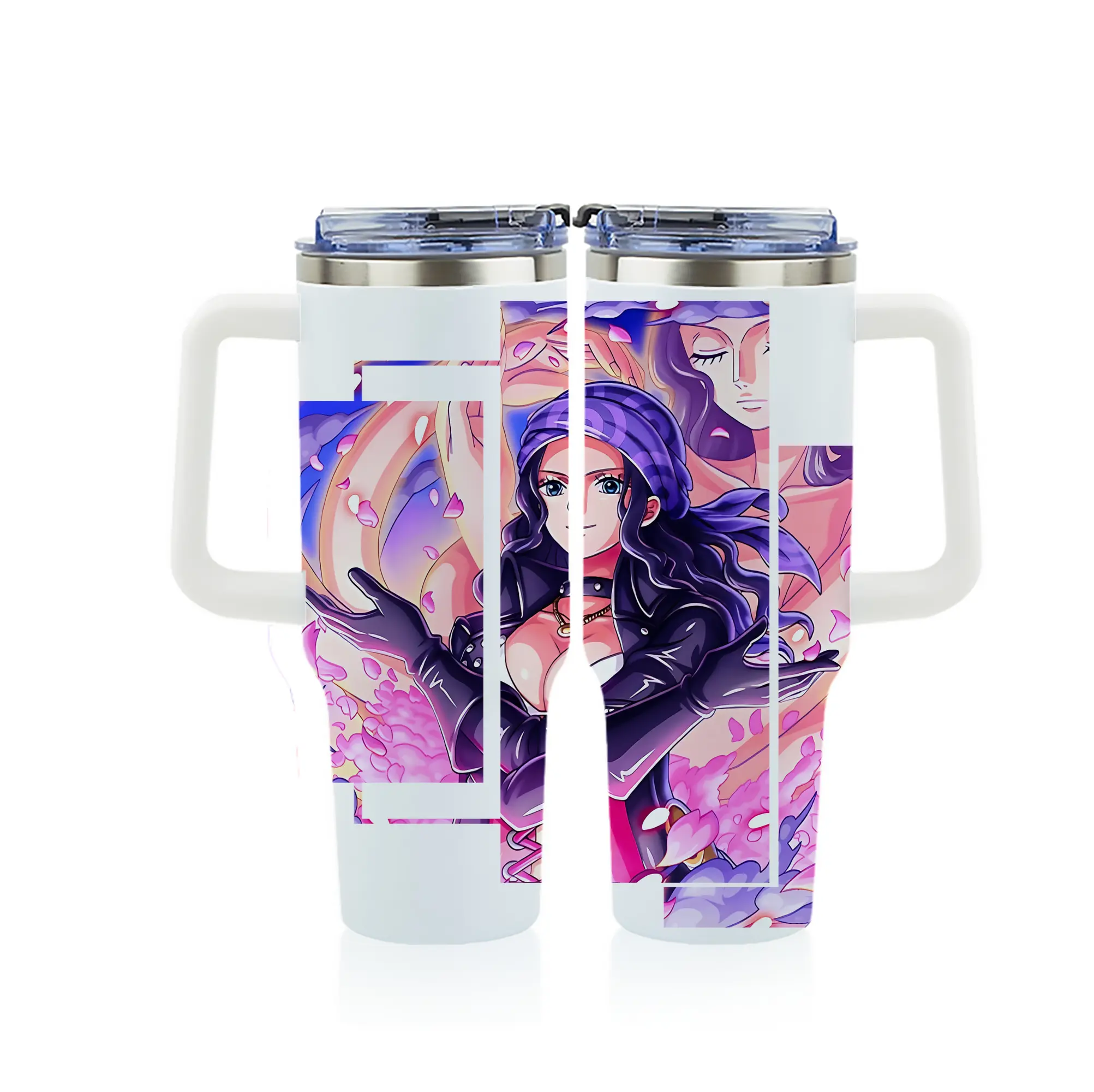 ワンピース グッズ ニコ・ロビン - 1200mL フルプリント車用タンブラー ・ 304ステンレス 内側 ・ 201ステンレス 外側 ・ 保温 保冷 ・ 通勤 ドライブ アウトドア用