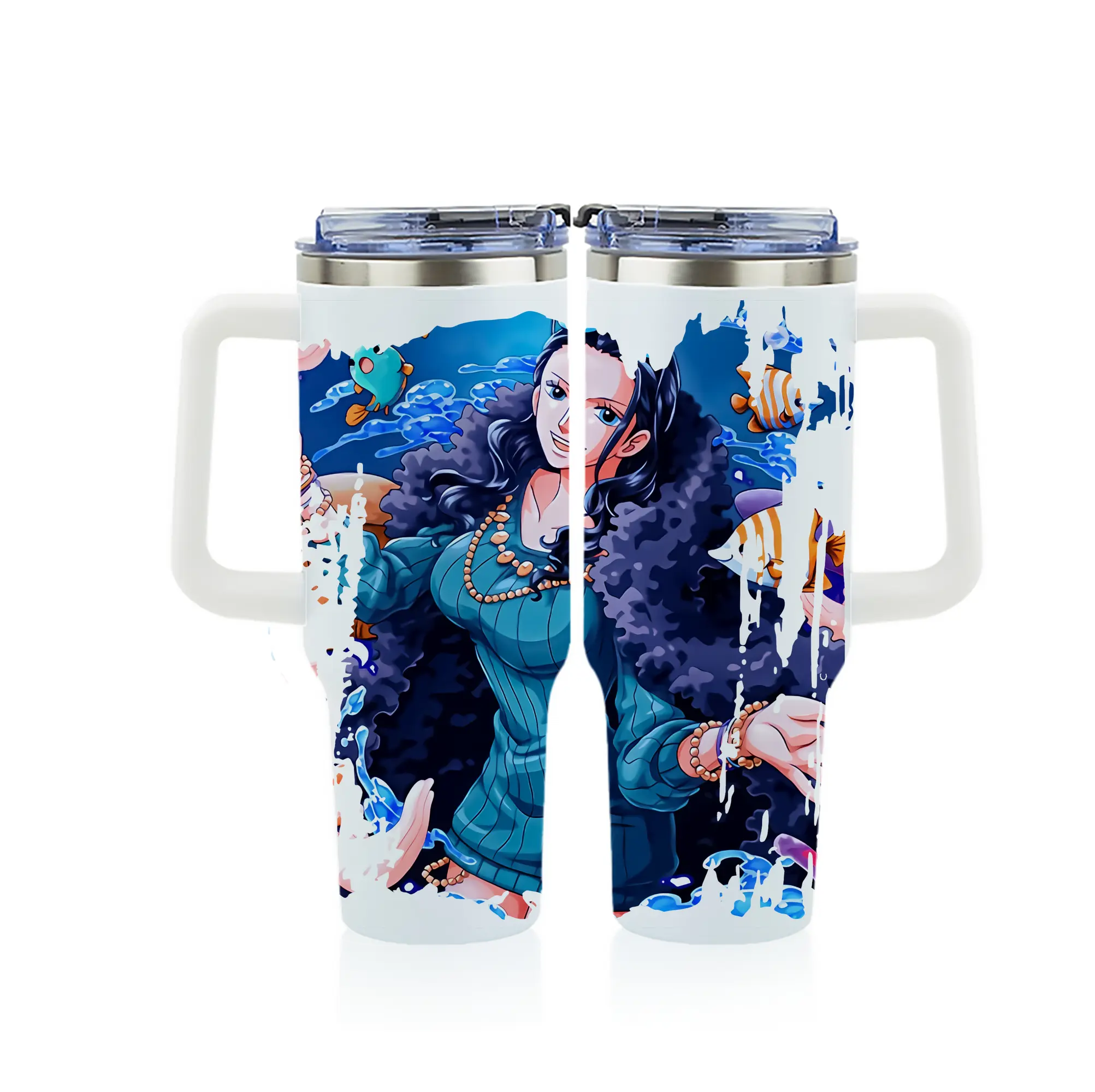 ワンピース グッズ ニコ・ロビン - 1200mL フルプリント車用タンブラー ・ 304ステンレス 内側 ・ 201ステンレス 外側 ・ 保温 保冷 ・ 通勤 ドライブ アウトドア用