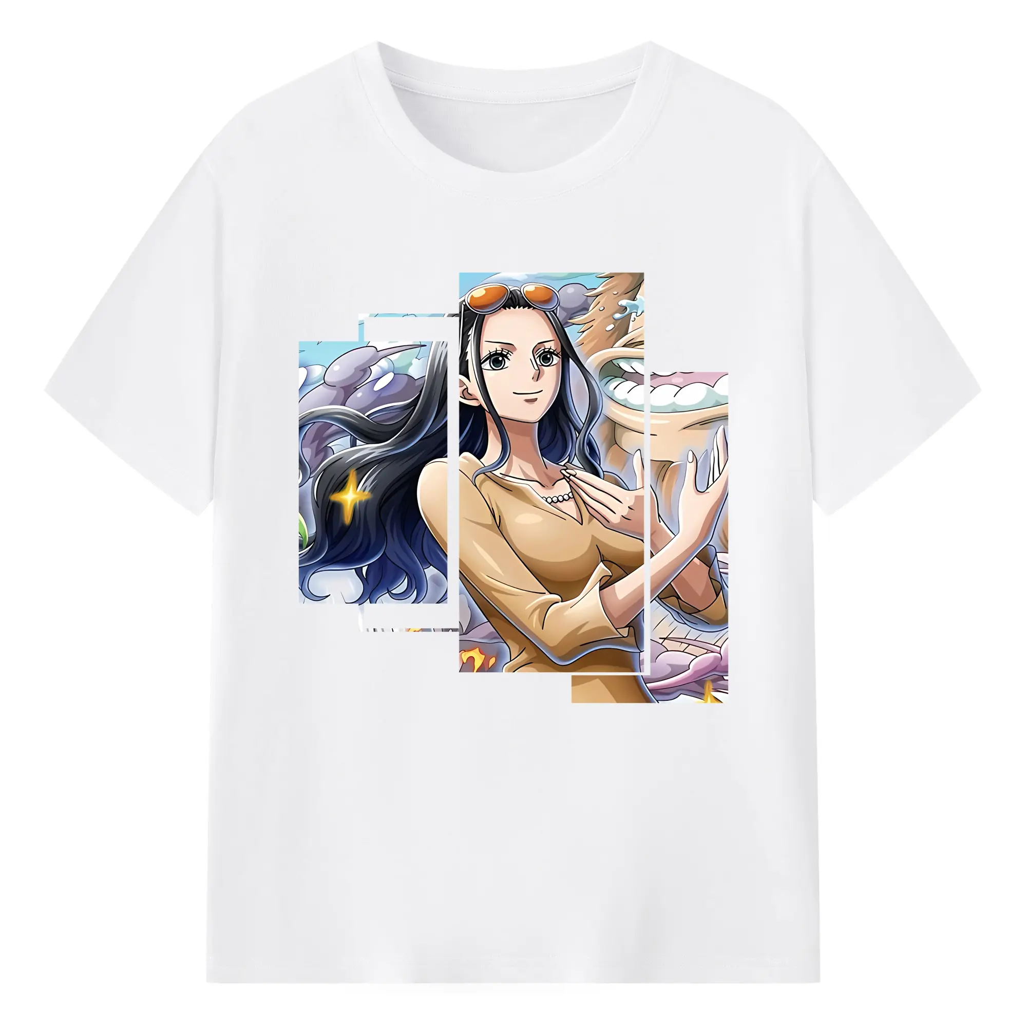 ワンピース グッズ ニコ・ロビン - 綿100％ 半袖Tシャツ ・ フロントプリント ・ 快適 通気性 ・ 日常使い 散歩 スポーツ用