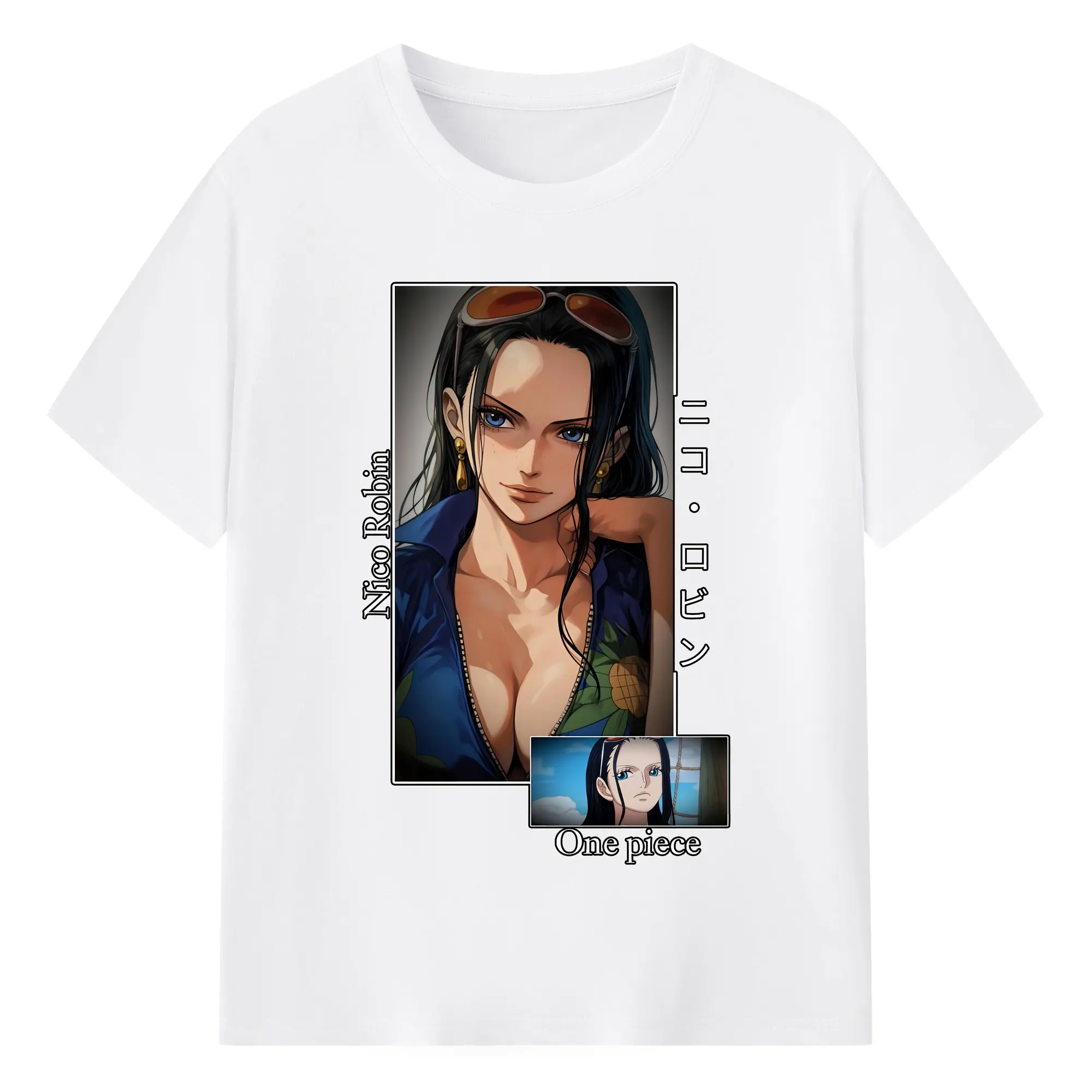 ワンピース グッズ ニコ・ロビン - 綿100％ 半袖Tシャツ ・ フロントプリント ・ 快適 通気性 ・ 日常使い 散歩 スポーツ用