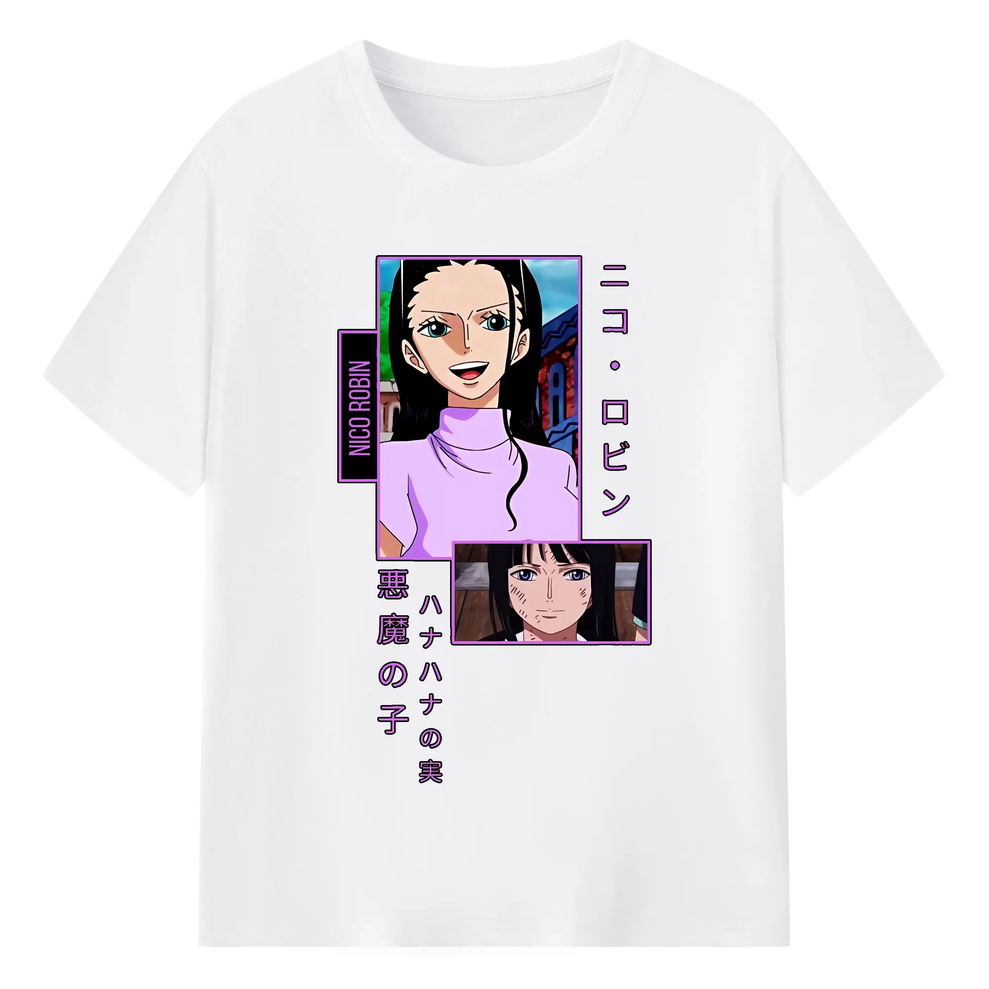 ワンピース グッズ ニコ・ロビン - 綿100％ 半袖Tシャツ ・ フロントプリント ・ 快適 通気性 ・ 日常使い 散歩 スポーツ用