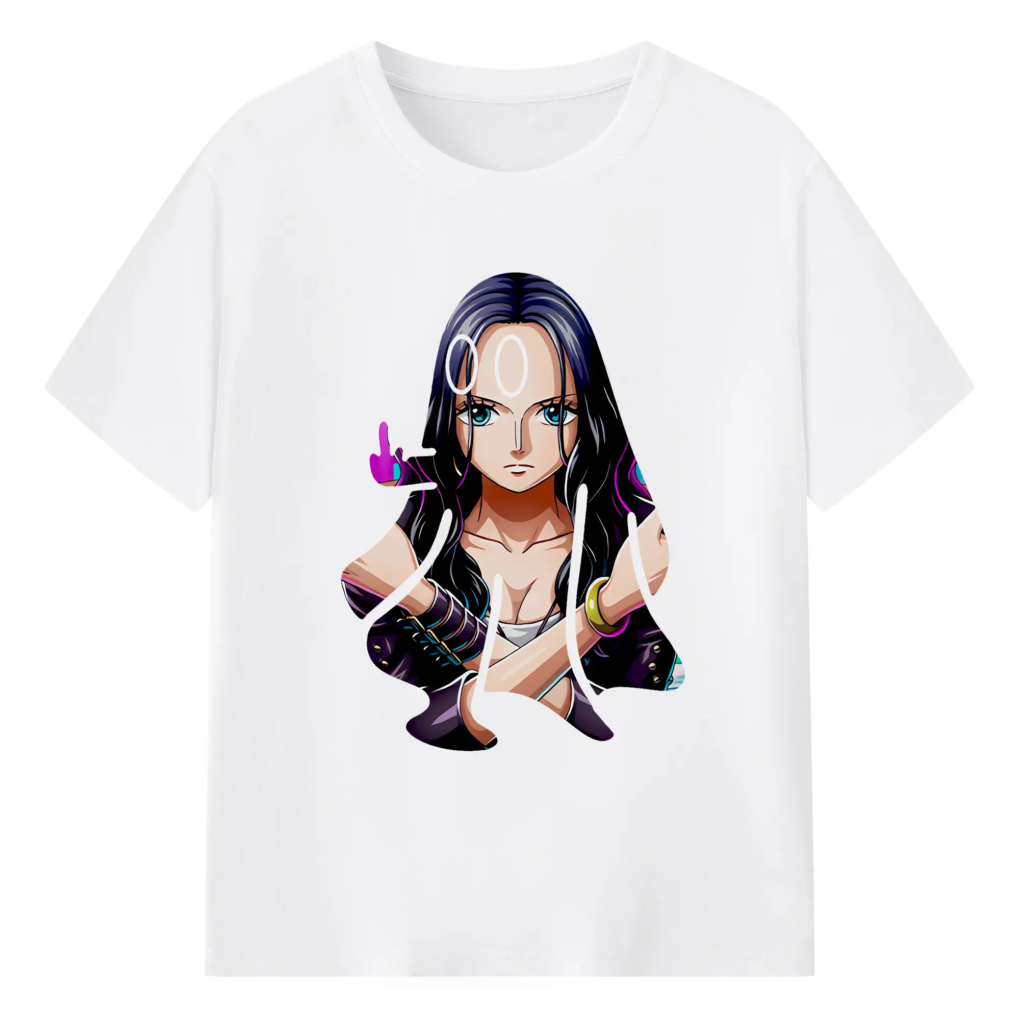 ワンピース グッズ ニコ・ロビン - 綿100％ 半袖Tシャツ ・ フロントプリント ・ 快適 通気性 ・ 日常使い 散歩 スポーツ用