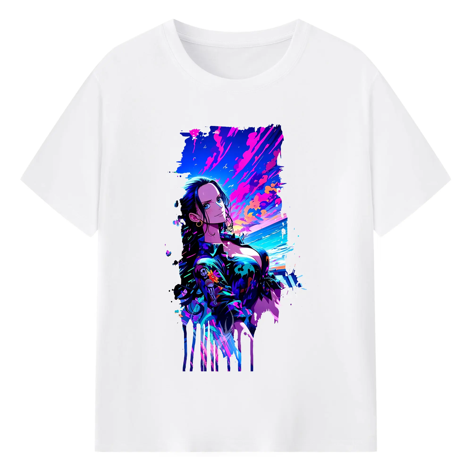 ワンピース グッズ ニコ・ロビン - 綿100％ 半袖Tシャツ ・ フロントプリント ・ 快適 通気性 ・ 日常使い 散歩 スポーツ用