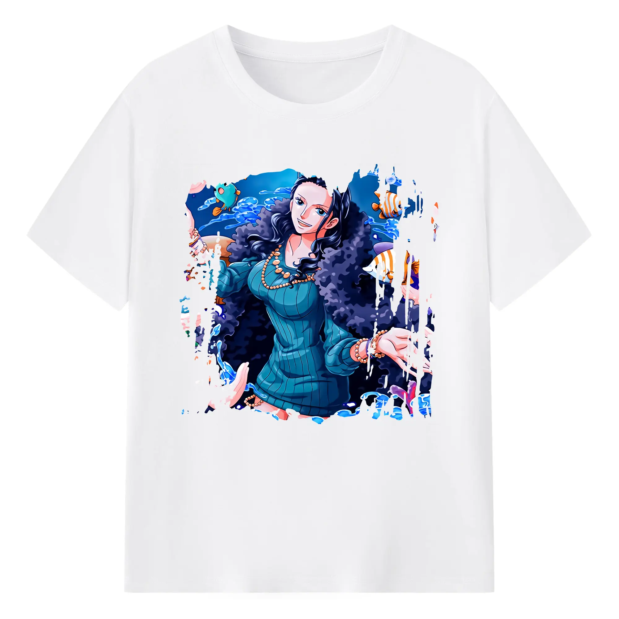 ワンピース グッズ ニコ・ロビン - 綿100％ 半袖Tシャツ ・ フロントプリント ・ 快適 通気性 ・ 日常使い 散歩 スポーツ用