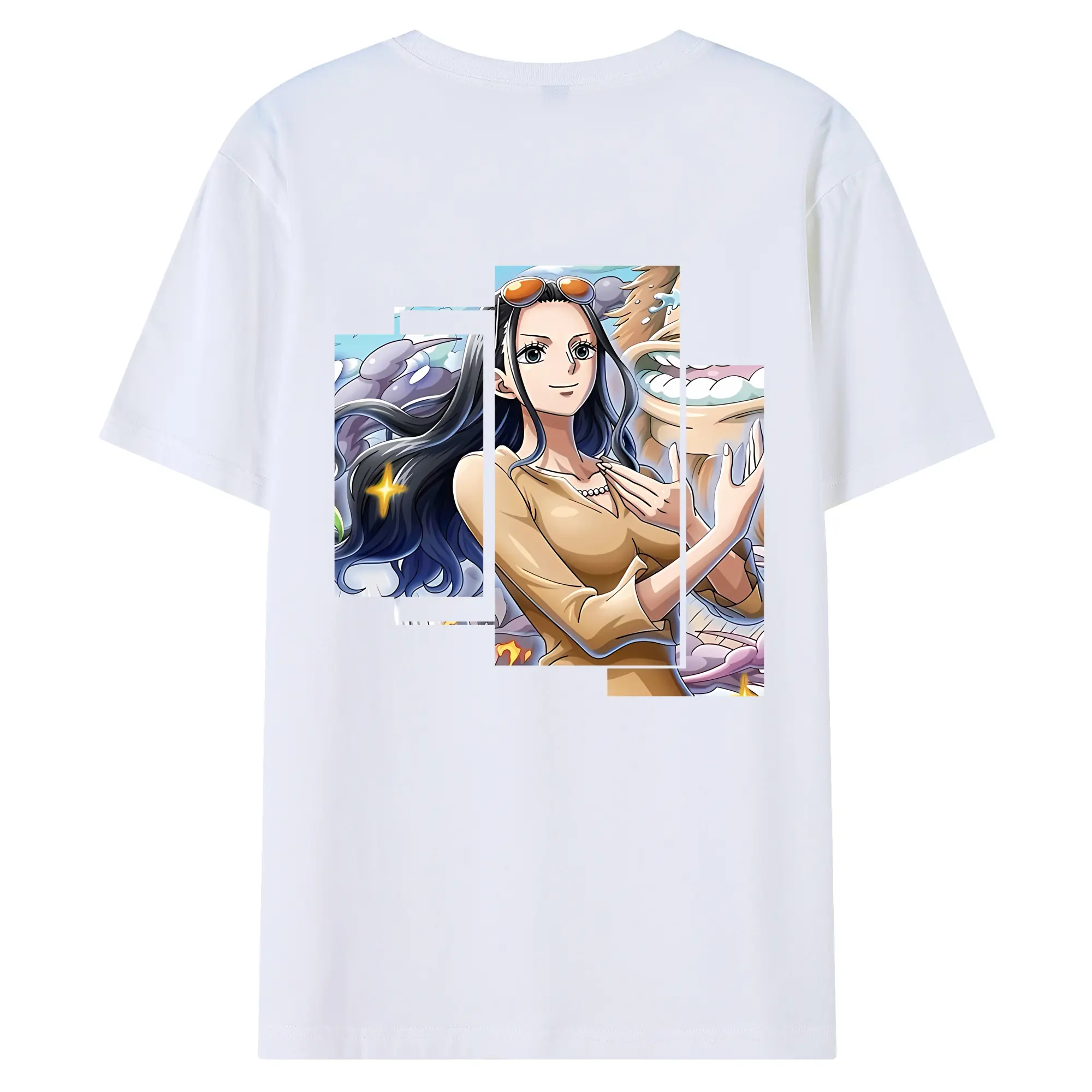 ワンピース グッズ ニコ・ロビン - 綿100％ 半袖Tシャツ ・ バックプリント ・ 快適 通気性 ・ 日常使い 散歩 スポーツ用