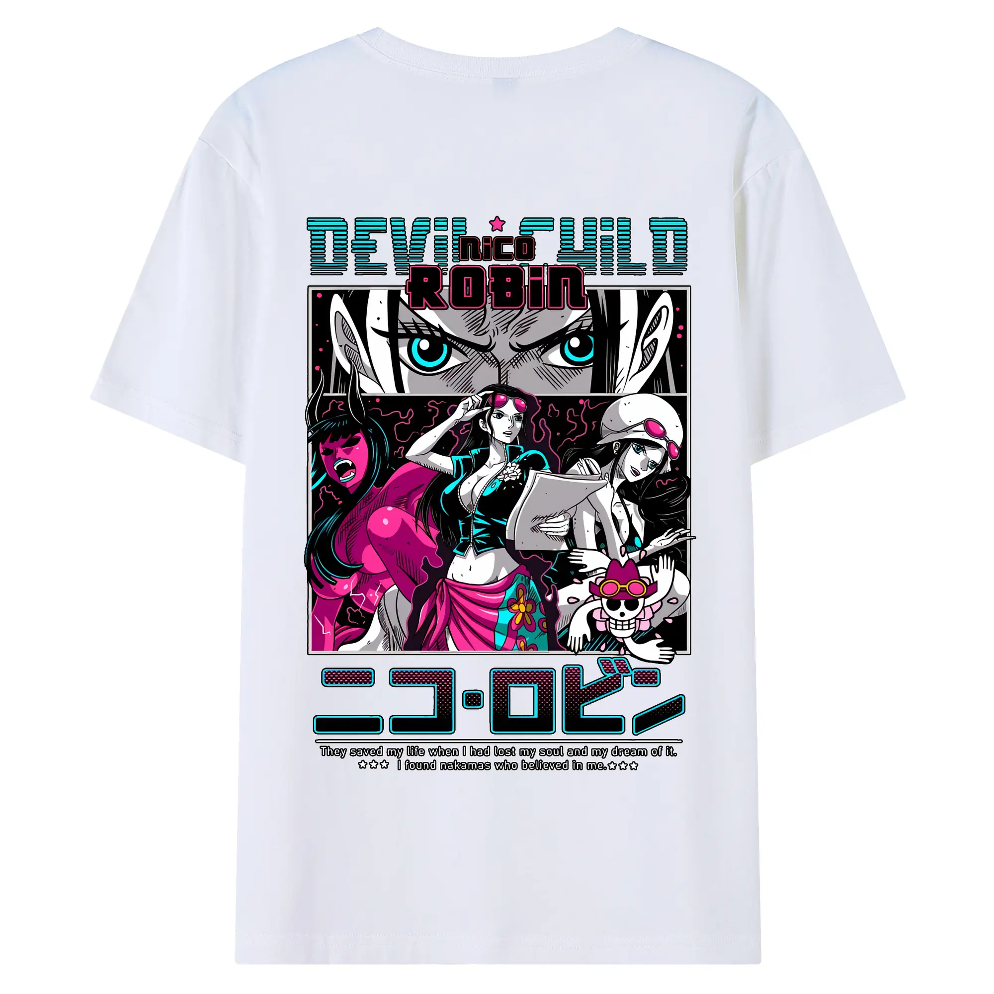 ワンピース グッズ ニコ・ロビン - 綿100％ 半袖Tシャツ ・ バックプリント ・ 快適 通気性 ・ 日常使い 散歩 スポーツ用