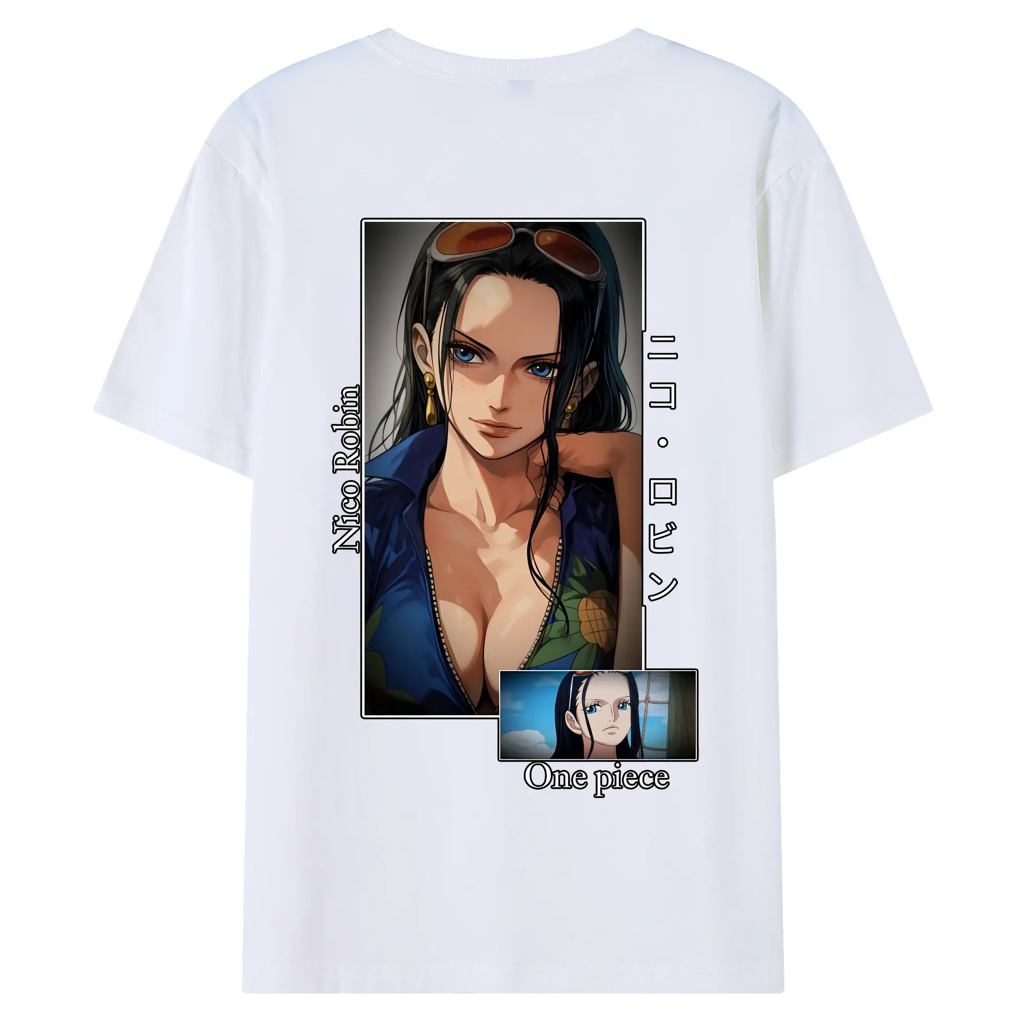 ワンピース グッズ ニコ・ロビン - 綿100％ 半袖Tシャツ ・ バックプリント ・ 快適 通気性 ・ 日常使い 散歩 スポーツ用