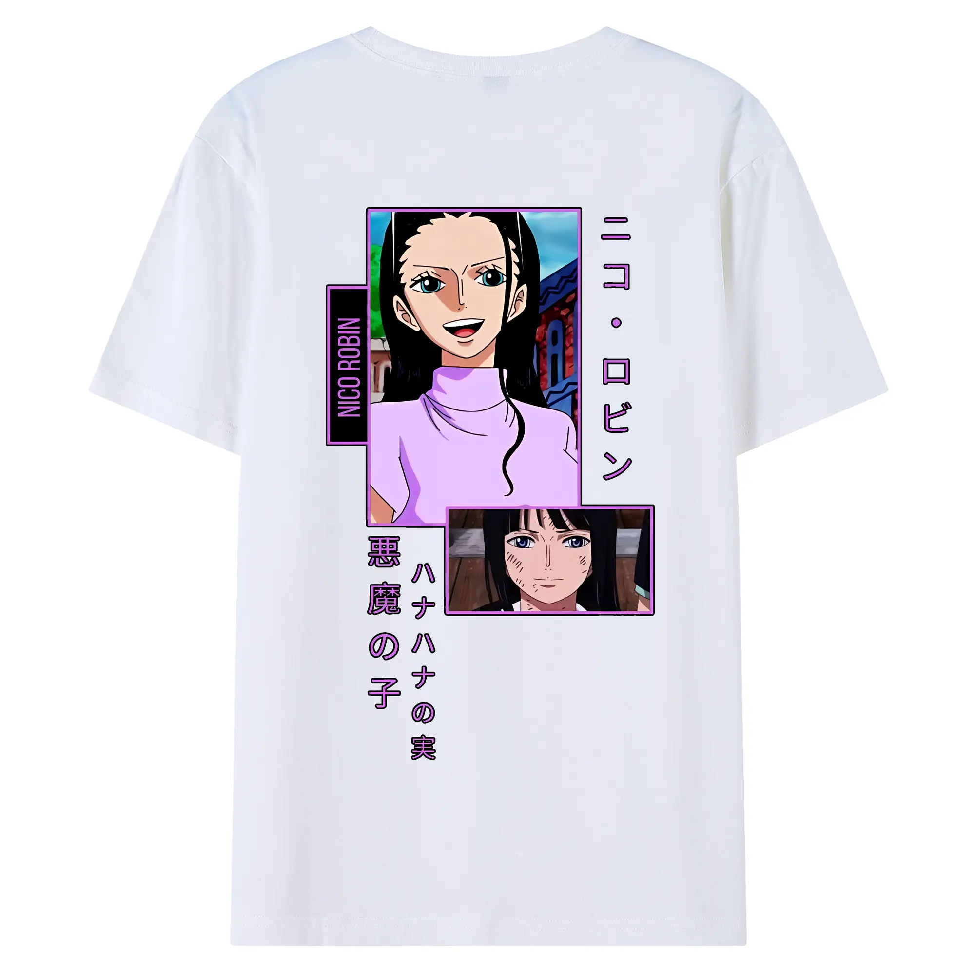 ワンピース グッズ ニコ・ロビン - 綿100％ 半袖Tシャツ ・ バックプリント ・ 快適 通気性 ・ 日常使い 散歩 スポーツ用