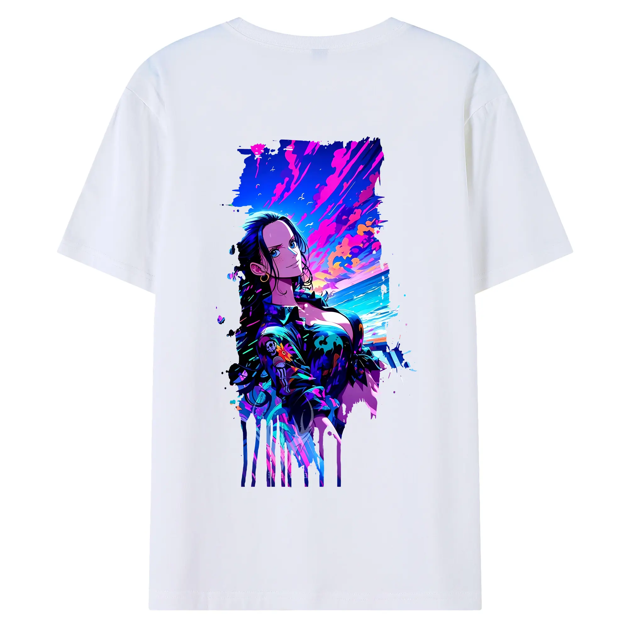 ワンピース グッズ ニコ・ロビン - 綿100％ 半袖Tシャツ ・ バックプリント ・ 快適 通気性 ・ 日常使い 散歩 スポーツ用