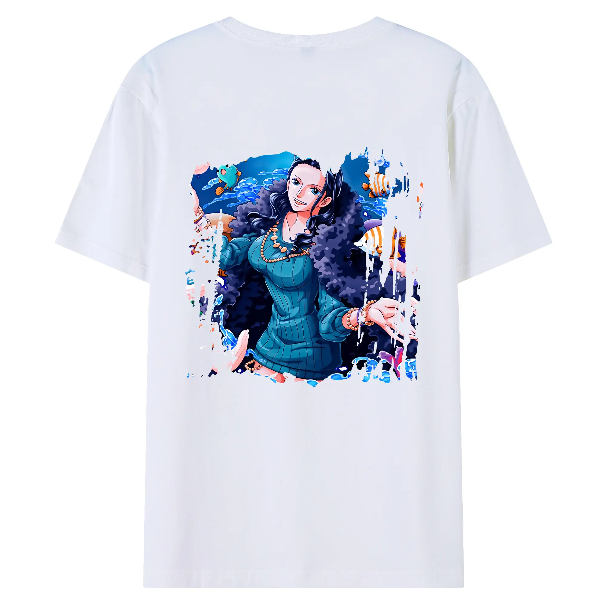 ワンピース グッズ ニコ・ロビン - 綿100％ 半袖Tシャツ ・ バックプリント ・ 快適 通気性 ・ 日常使い 散歩 スポーツ用