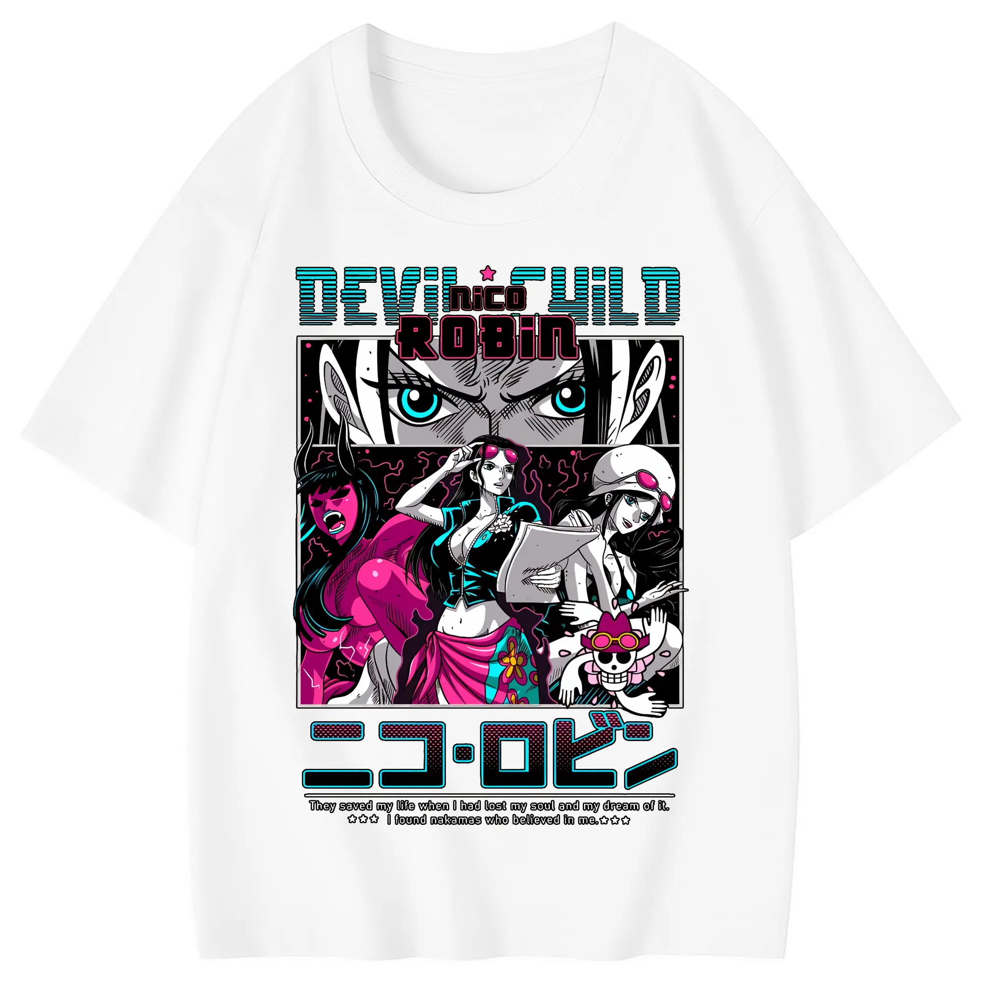 ワンピース グッズ ニコ・ロビン - 綿100％ キッズTシャツ ・ フロントプリント ・ 快適 通気性 ・ スポーツ カジュアル 散歩用