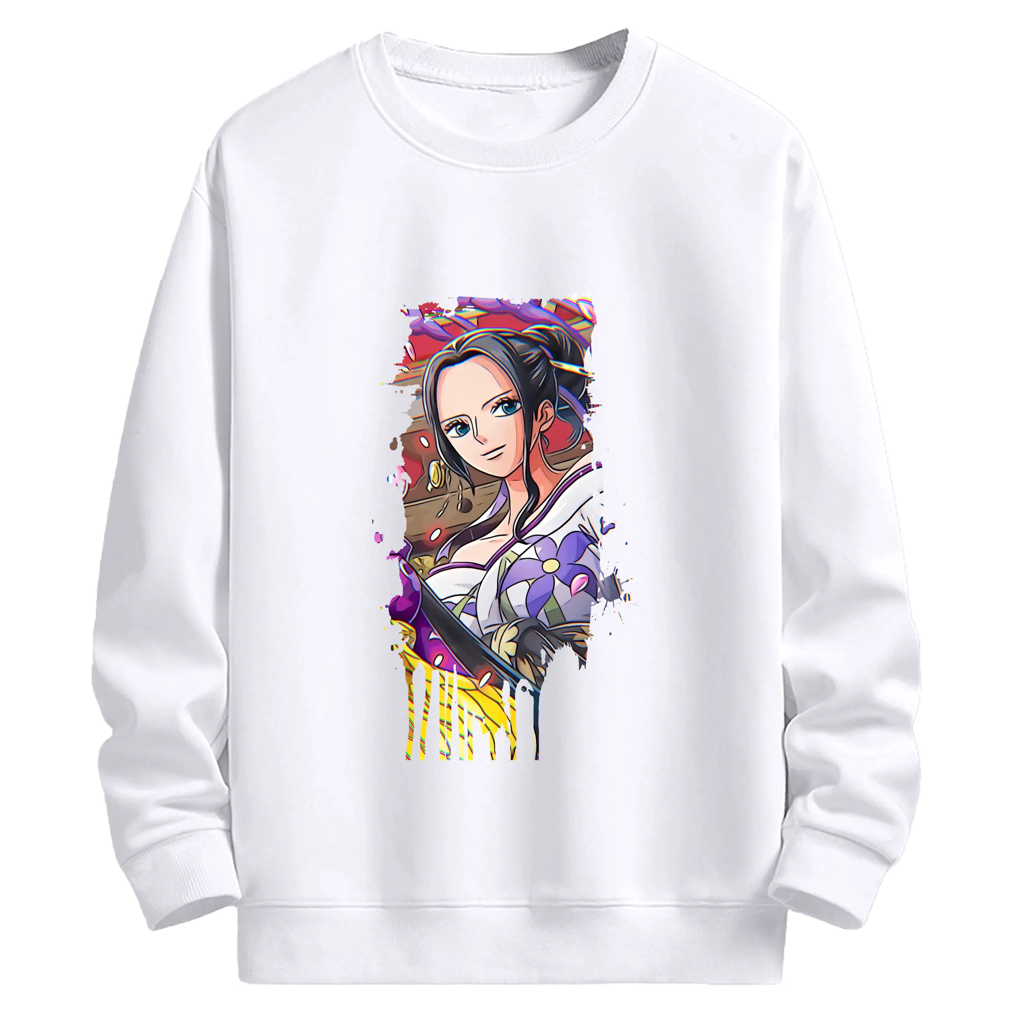 ワンピース グッズ ニコ・ロビン - 高品質 クルーネック スウェット ・ コットン59％ ポリエステル41％ ・ ユニセックス 長袖 トレーナー ・ カジュアル デイリー スポーツ 散歩用