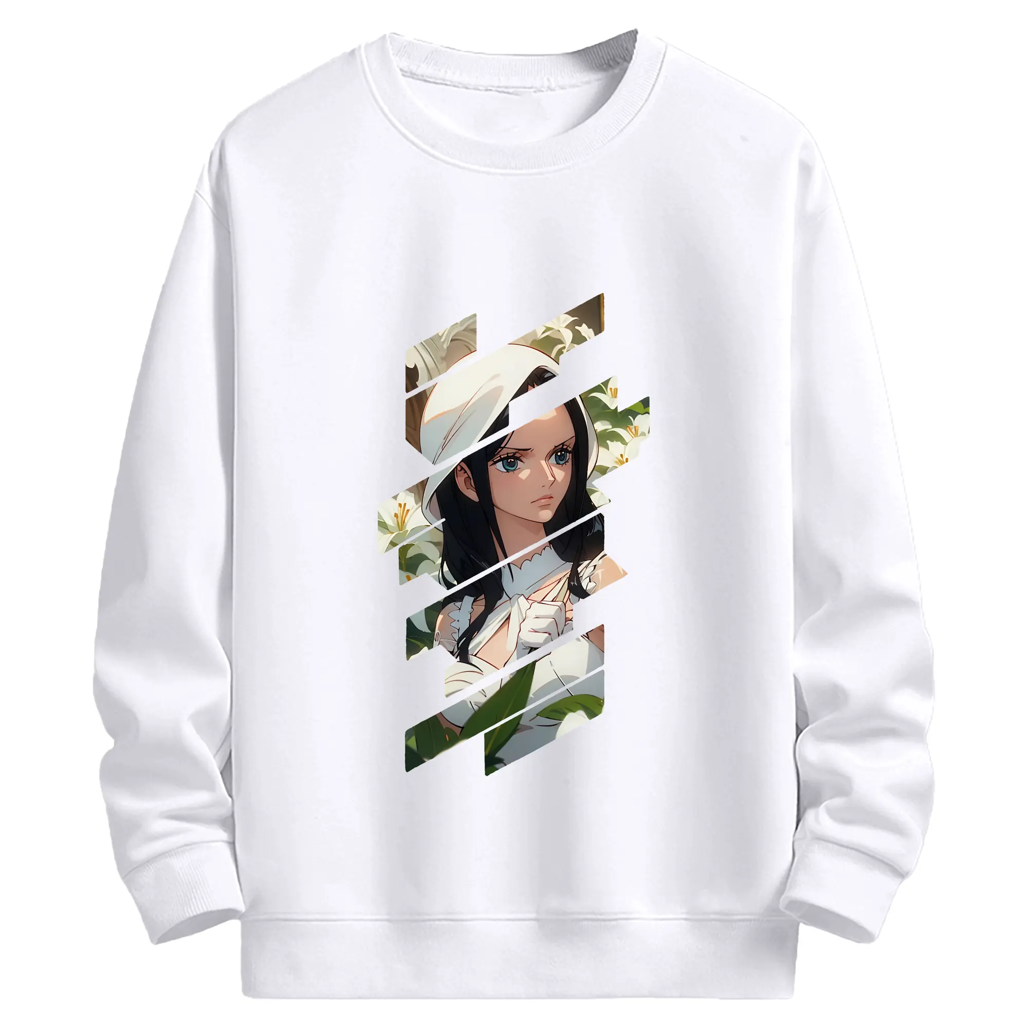 ワンピース グッズ ニコ・ロビン - 高品質 クルーネック スウェット ・ コットン59％ ポリエステル41％ ・ ユニセックス 長袖 トレーナー ・ カジュアル デイリー スポーツ 散歩用